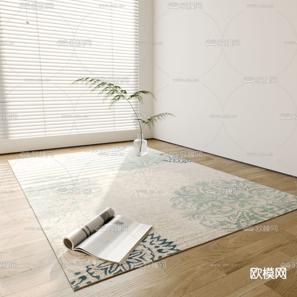 新中式地毯 方毯3d模型下载