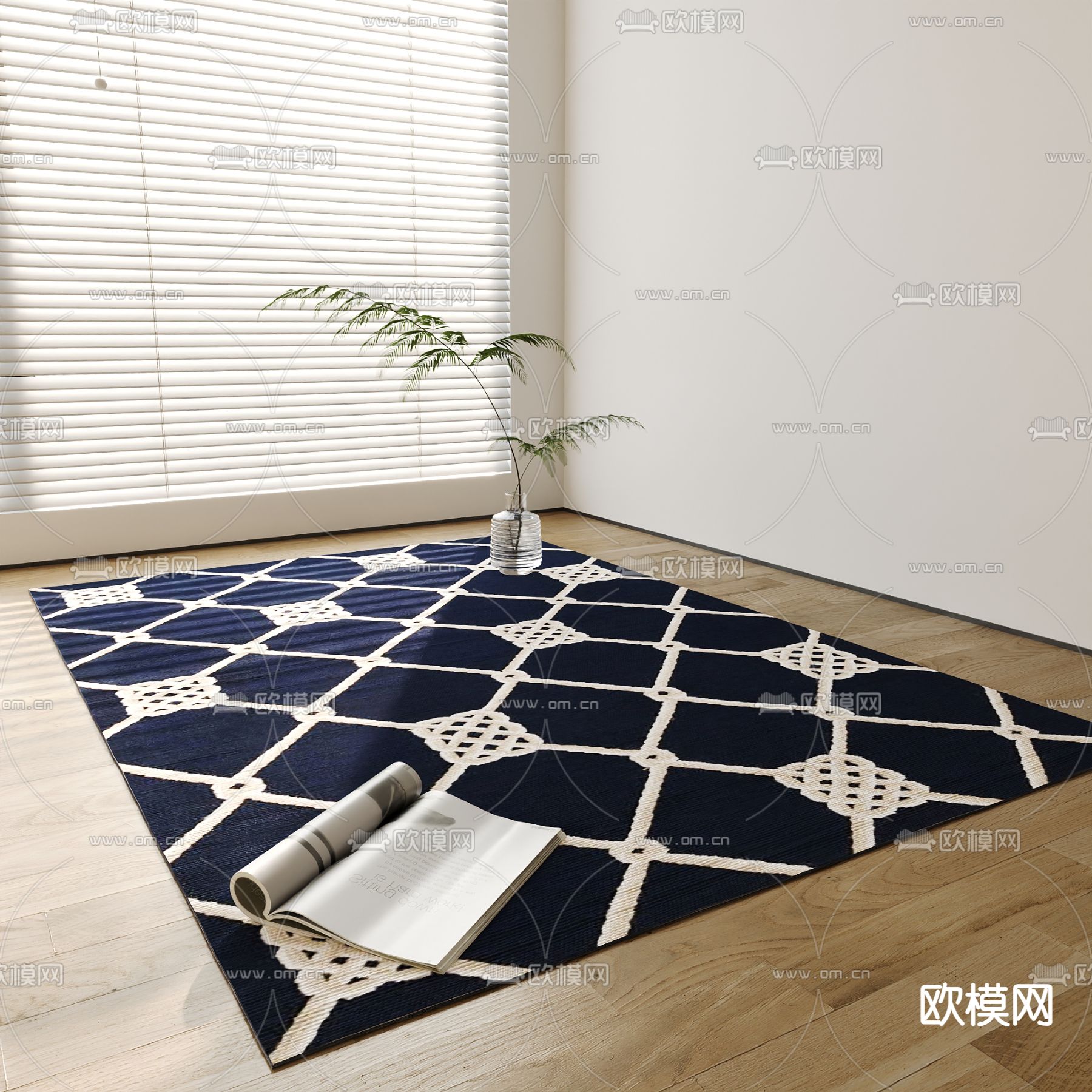 新中式地毯 方毯3d模型下载