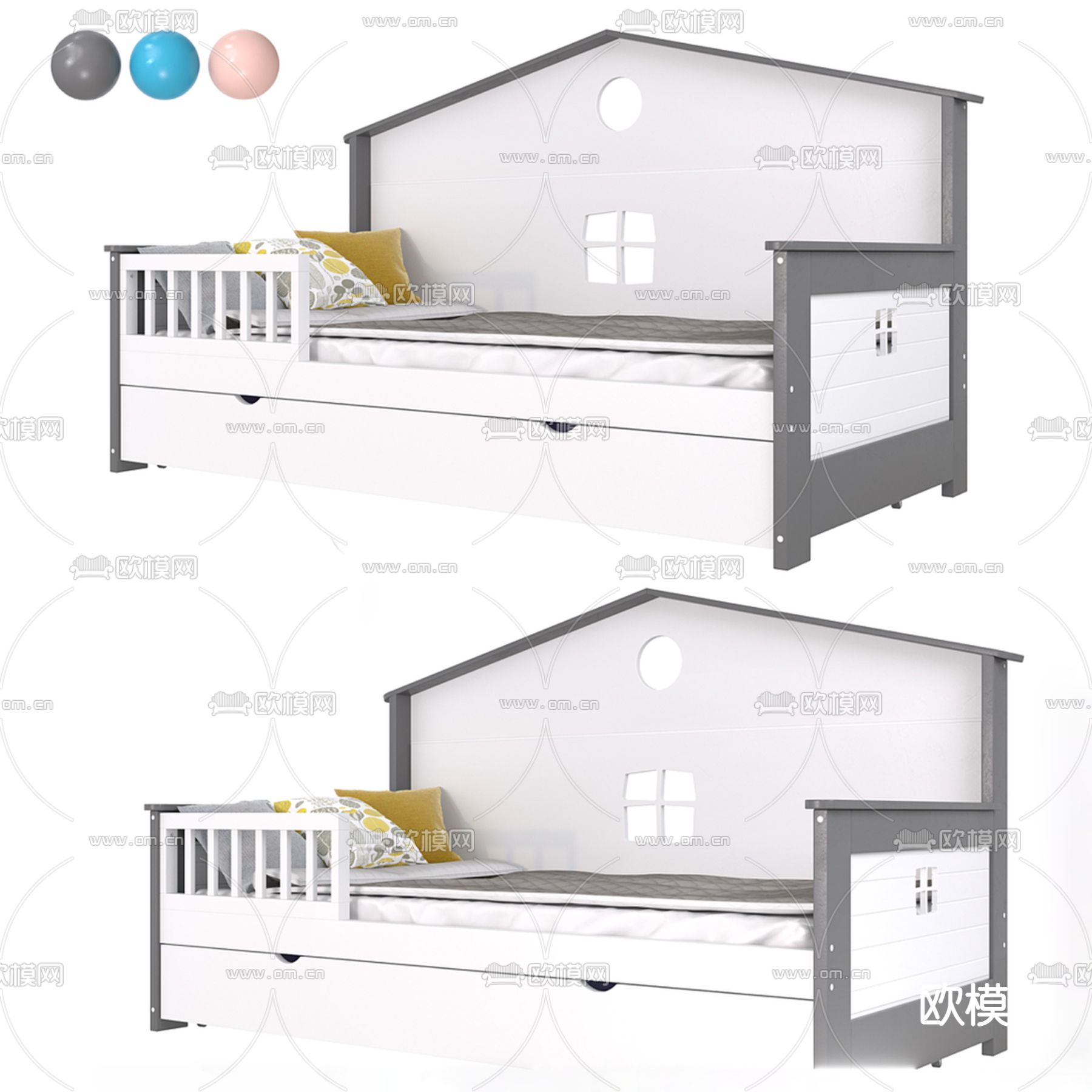 现代儿童床 小孩床3d模型下载