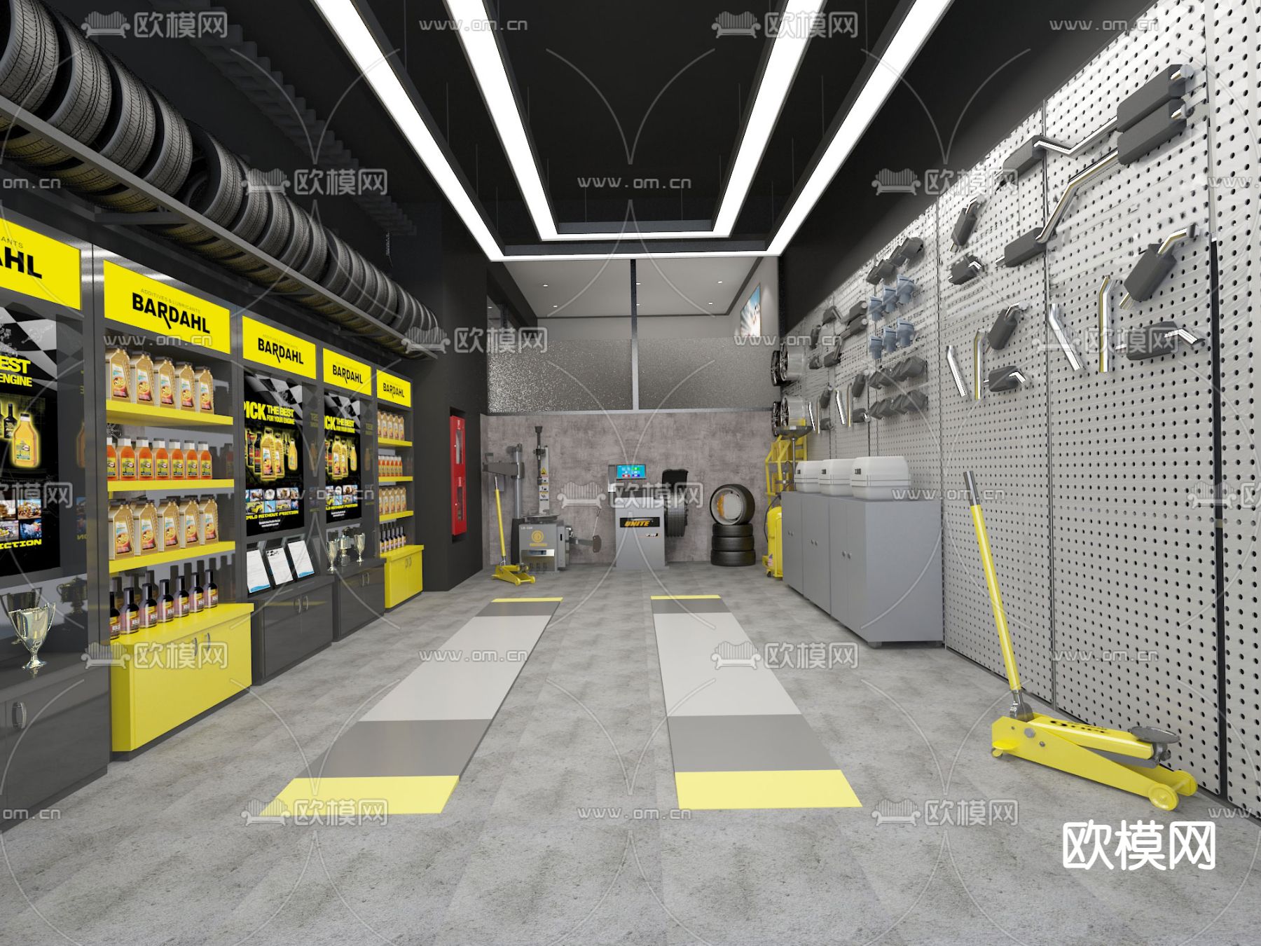 洗车店 汽修店3d模型下载（渲染图2）
