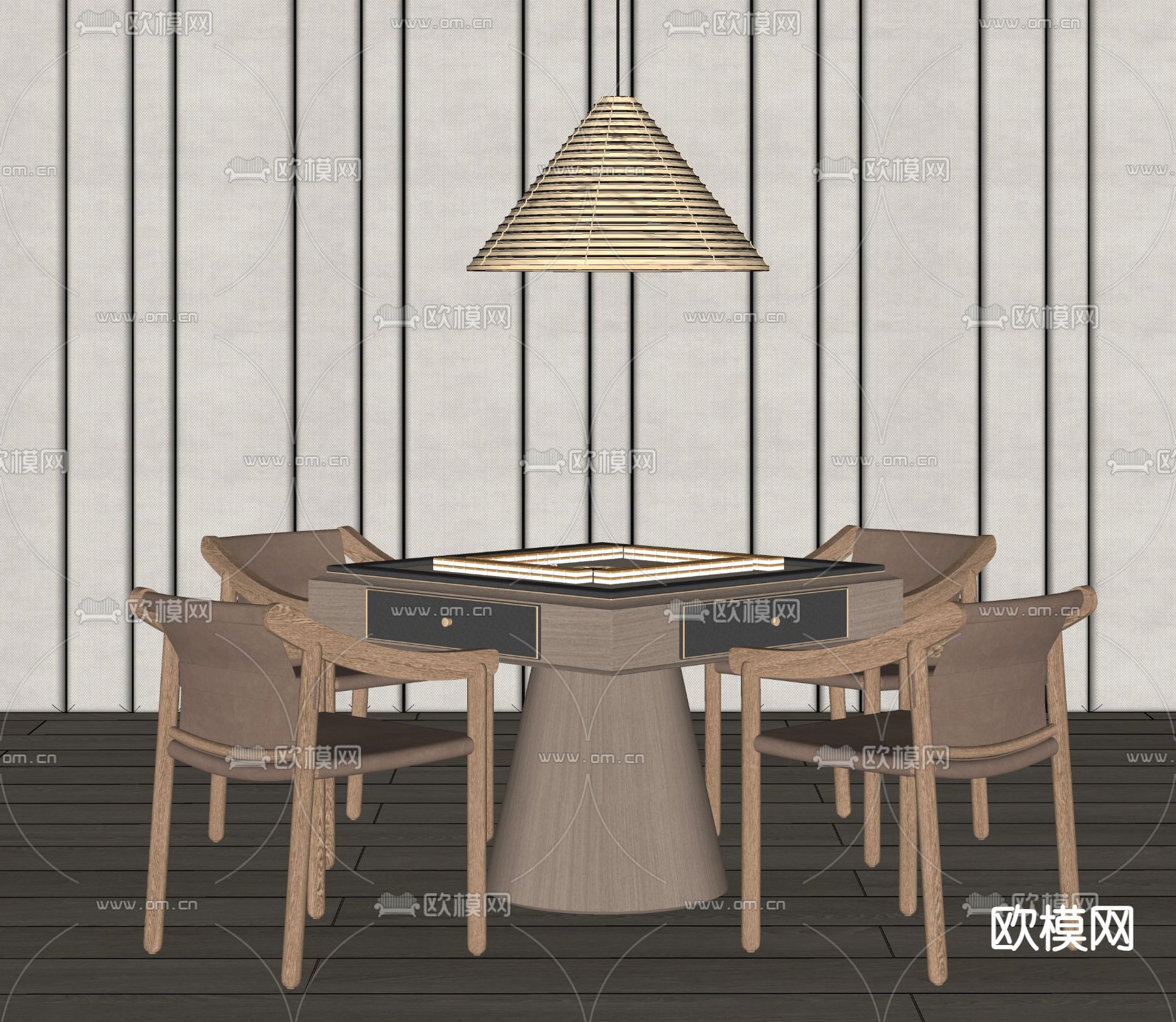 麻将桌 麻将机 棋牌桌椅su模型下载（渲染图1）