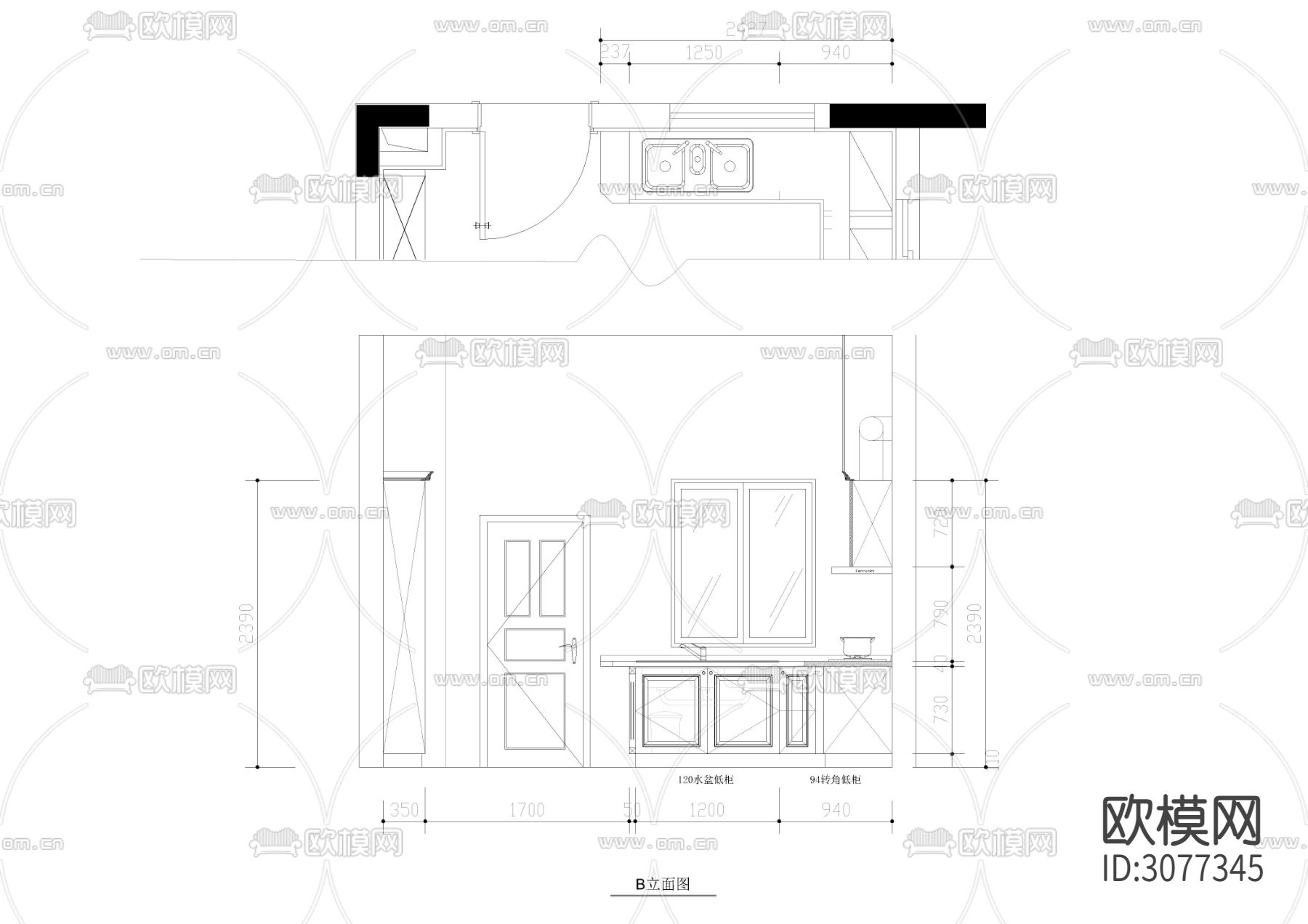 各类室内橱柜设计图CAD图库下载（渲染图5）