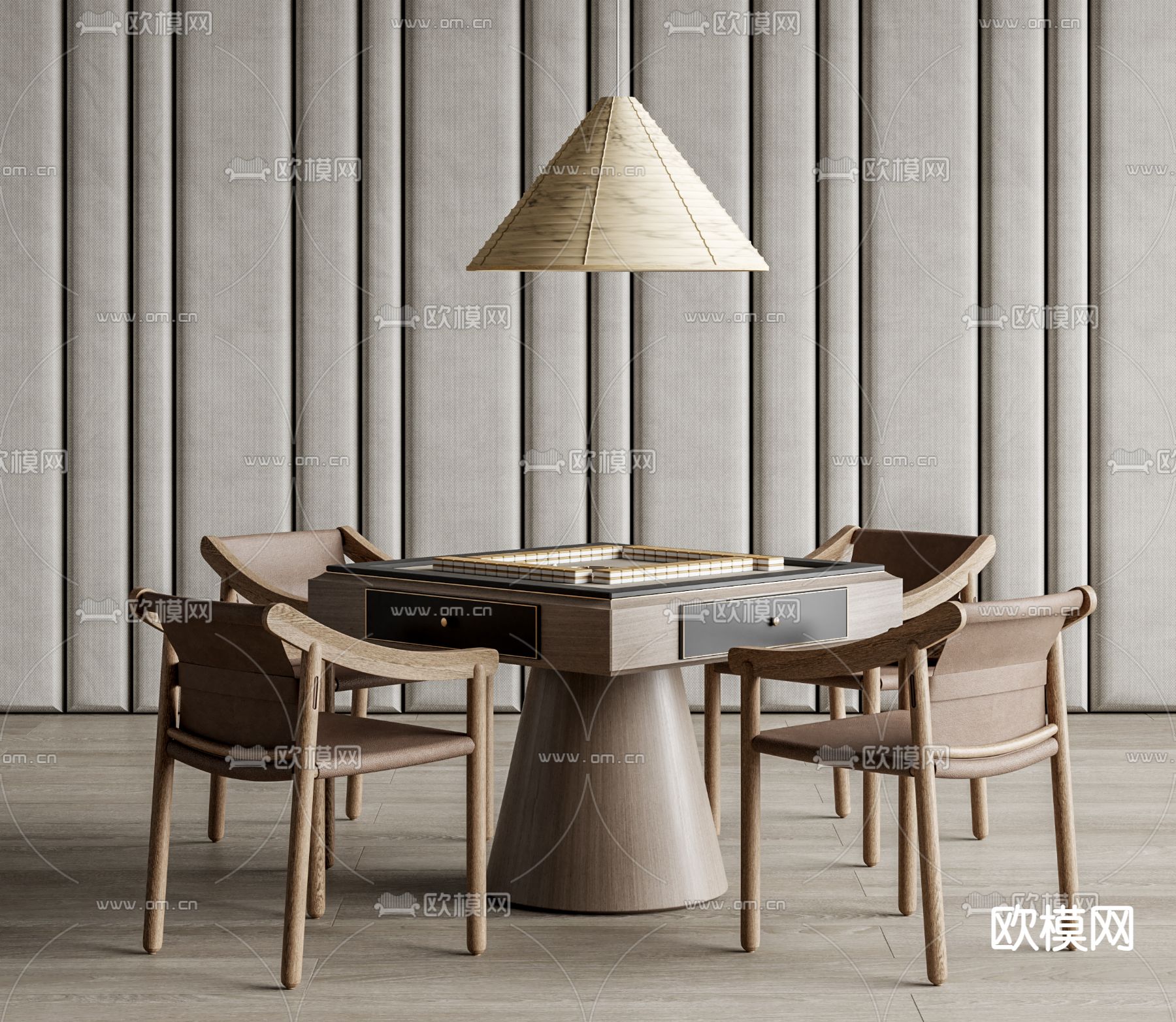 麻将桌 麻将机 棋牌桌椅su模型下载（渲染图2）