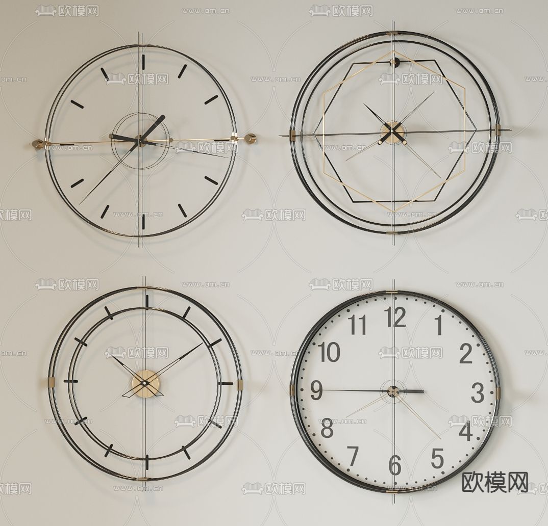 现代墙饰时钟 挂钟su模型下载（渲染图1）