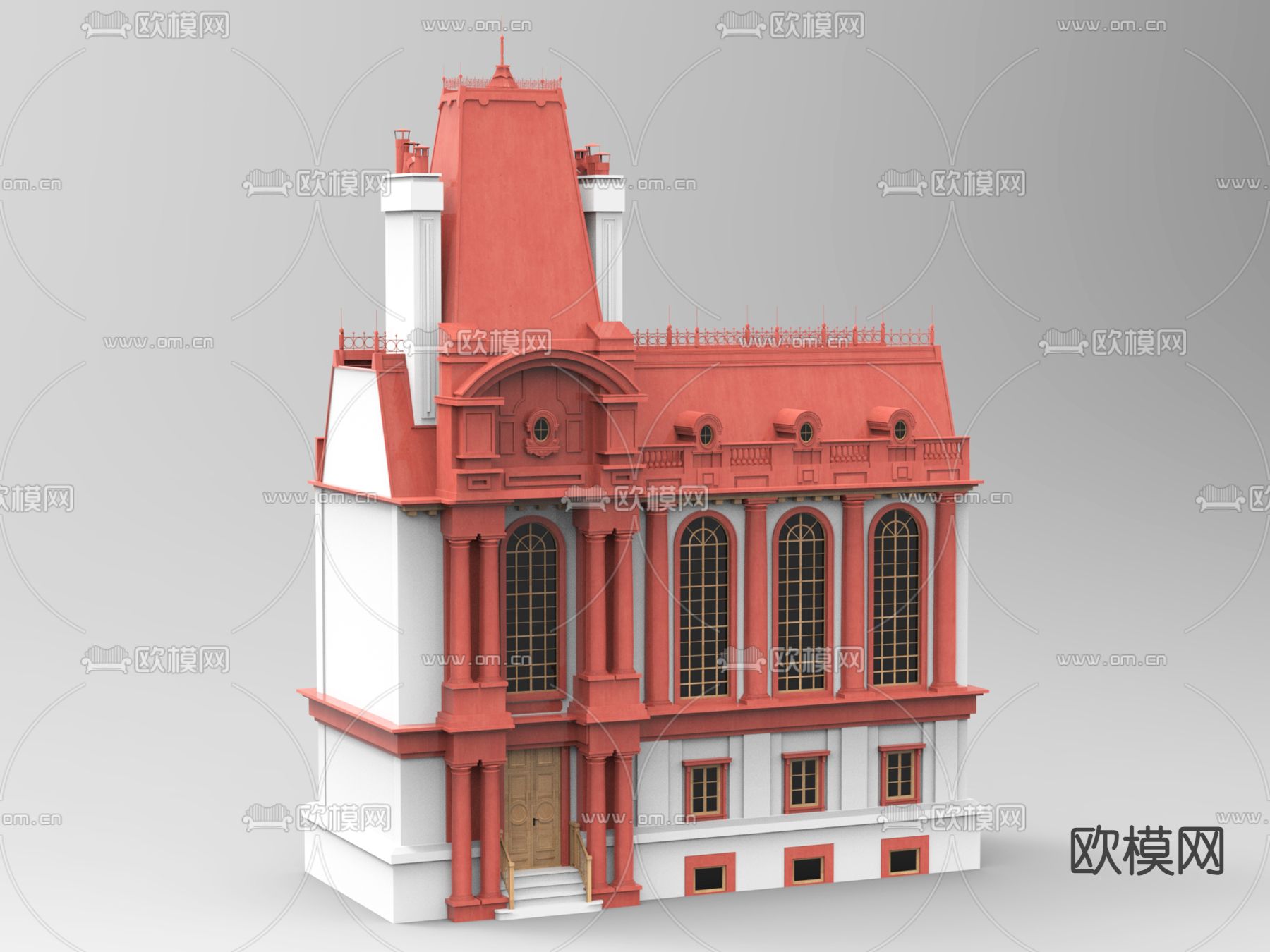 欧式别墅外观su模型下载（渲染图1）