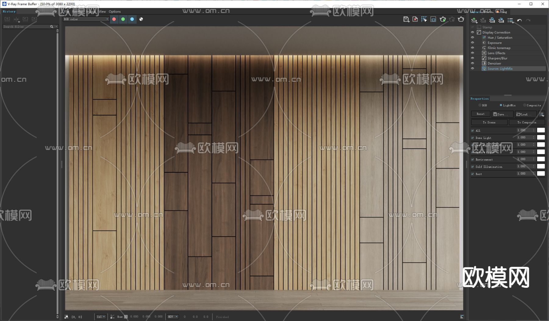 木饰面 护墙板 墙饰板 造型墙板su模型下载（渲染图3）