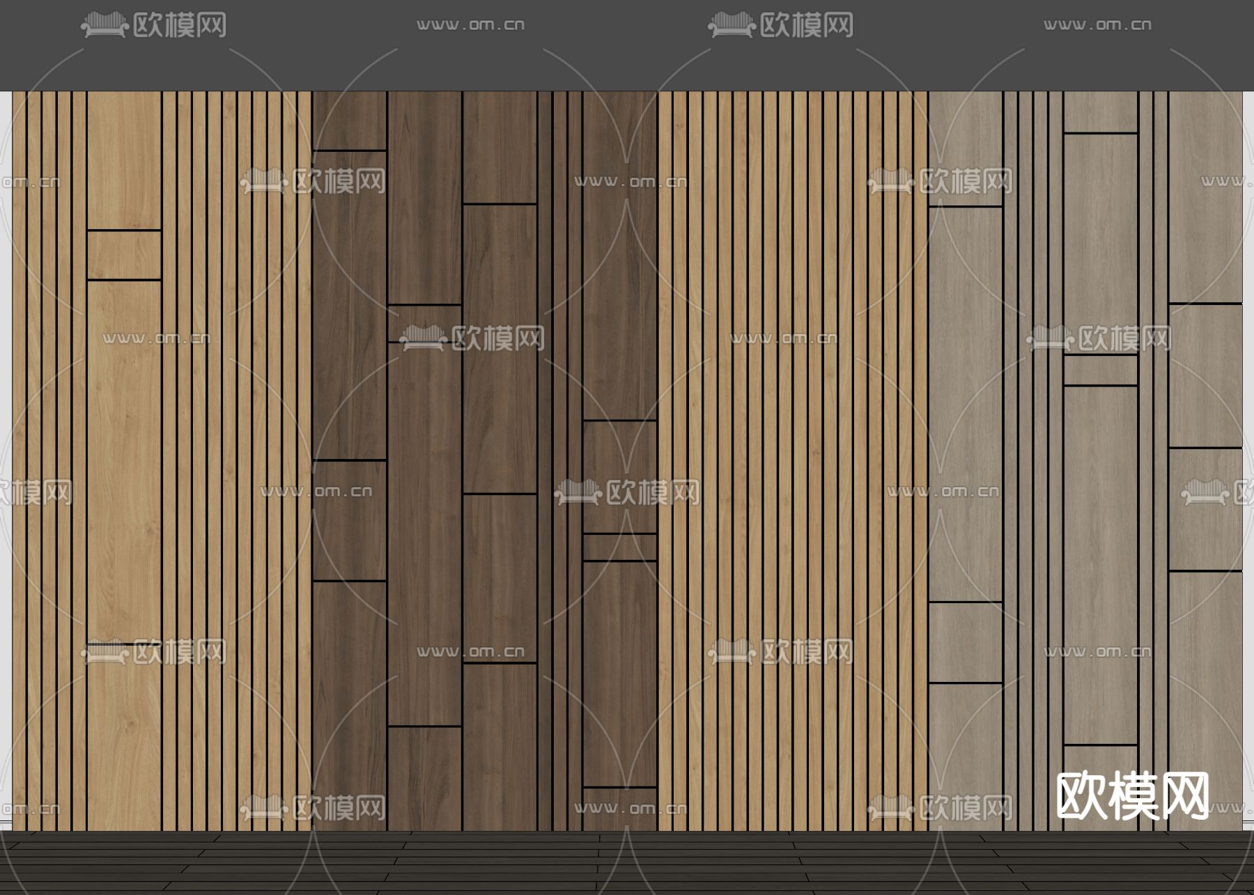 木饰面 护墙板 墙饰板 造型墙板su模型下载（渲染图2）
