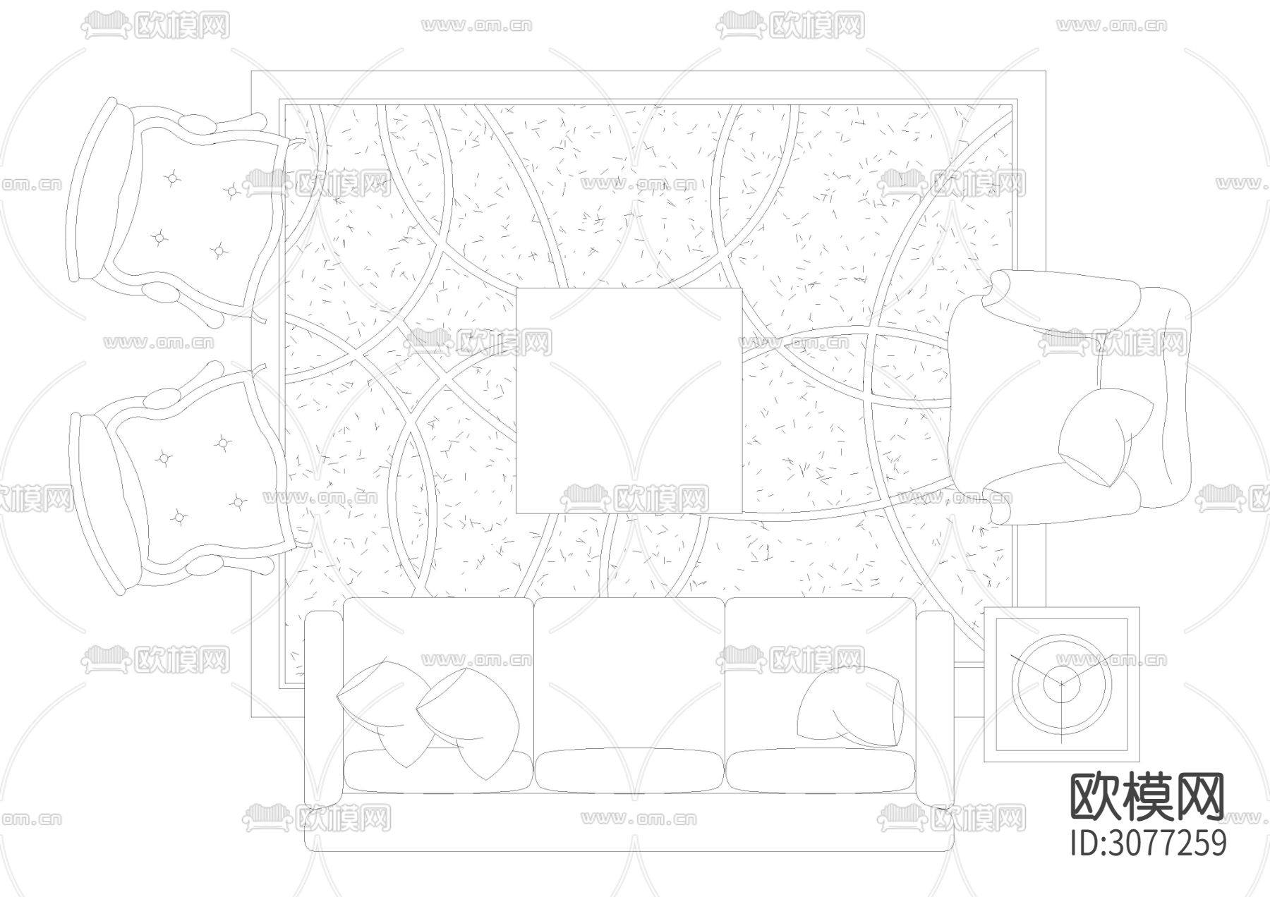 600个通用CAD平面图库集合 绿植 门窗 人物 沙发 衣柜CAD图库下载（渲染图6）