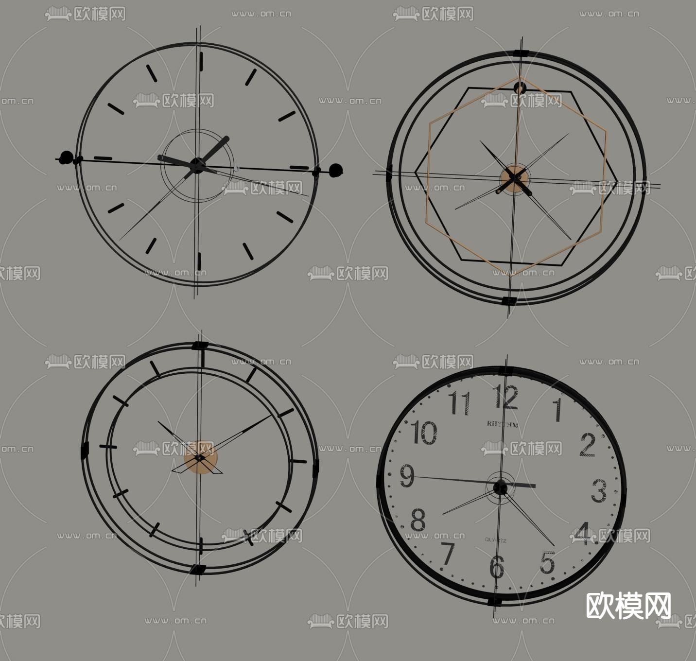 现代墙饰时钟 挂钟su模型下载（渲染图2）