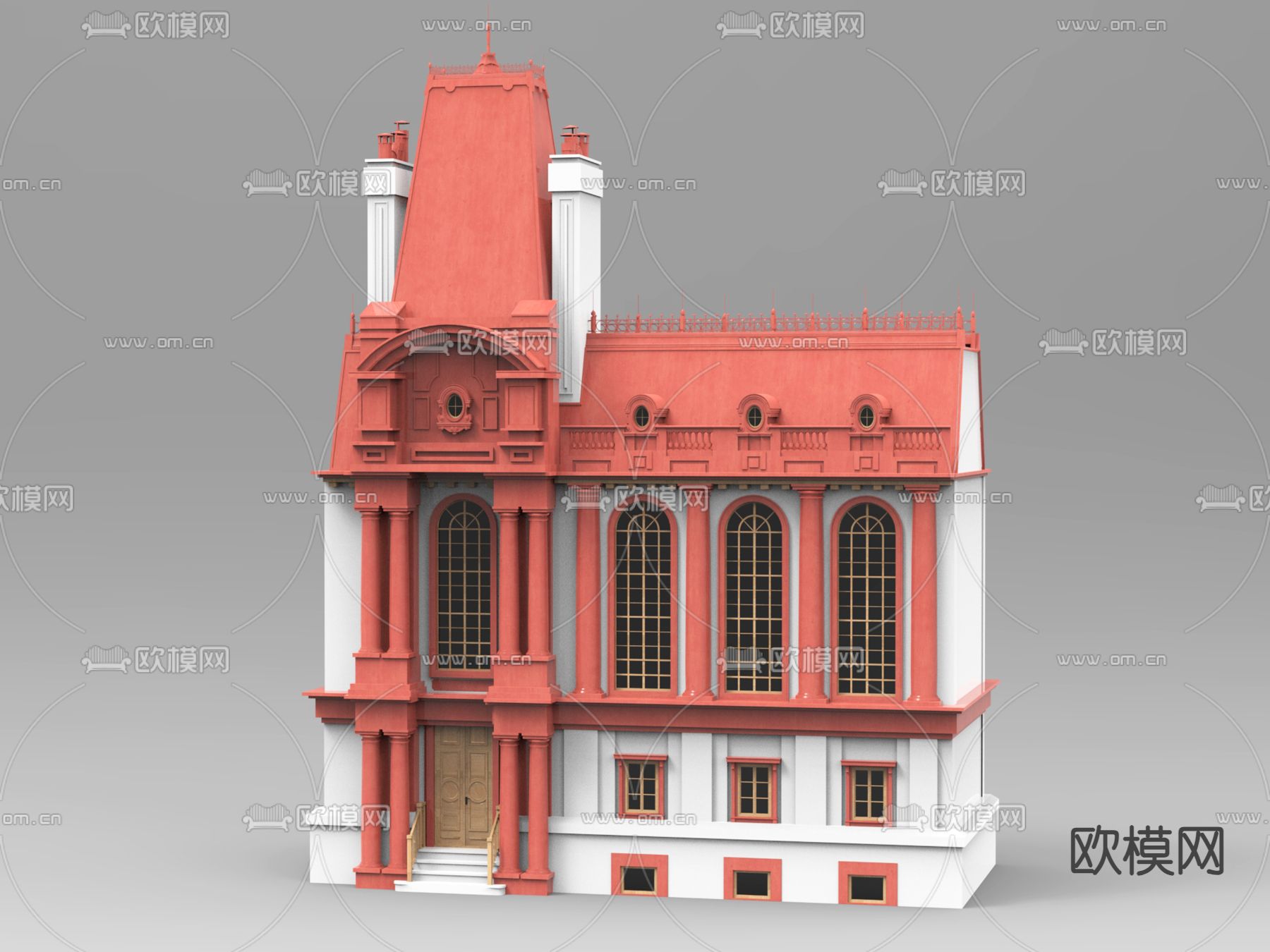 欧式别墅外观su模型下载（渲染图2）
