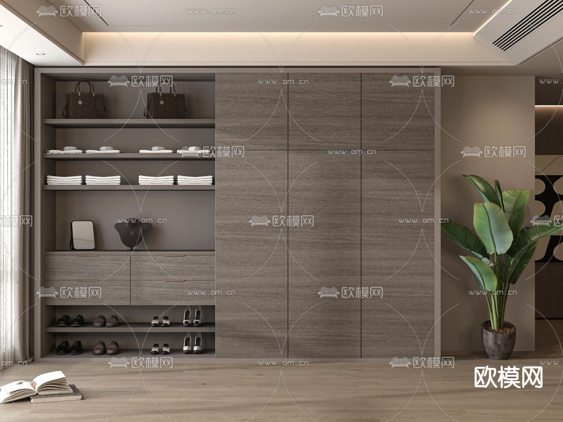 现代衣柜 衣橱 鞋帽柜3d模型下载