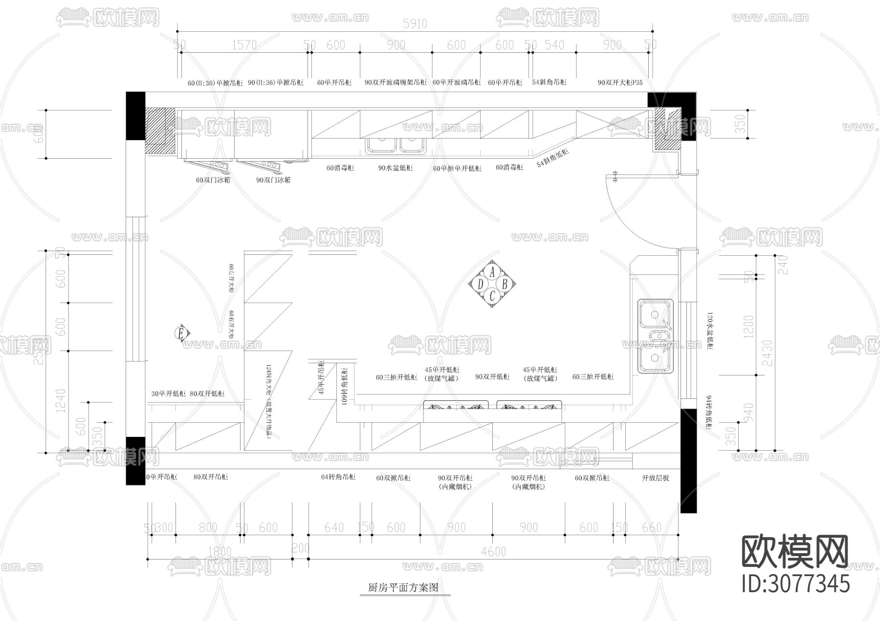 各类室内橱柜设计图CAD图库下载（渲染图4）