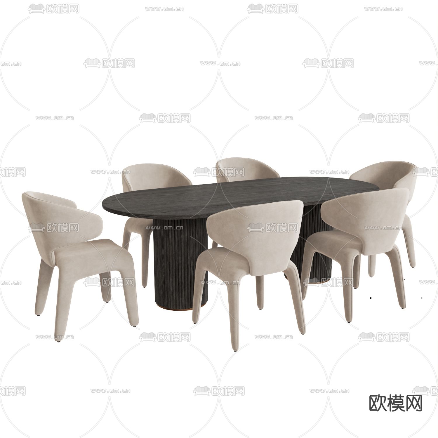 现代餐桌椅 餐台3d模型下载（渲染图2）