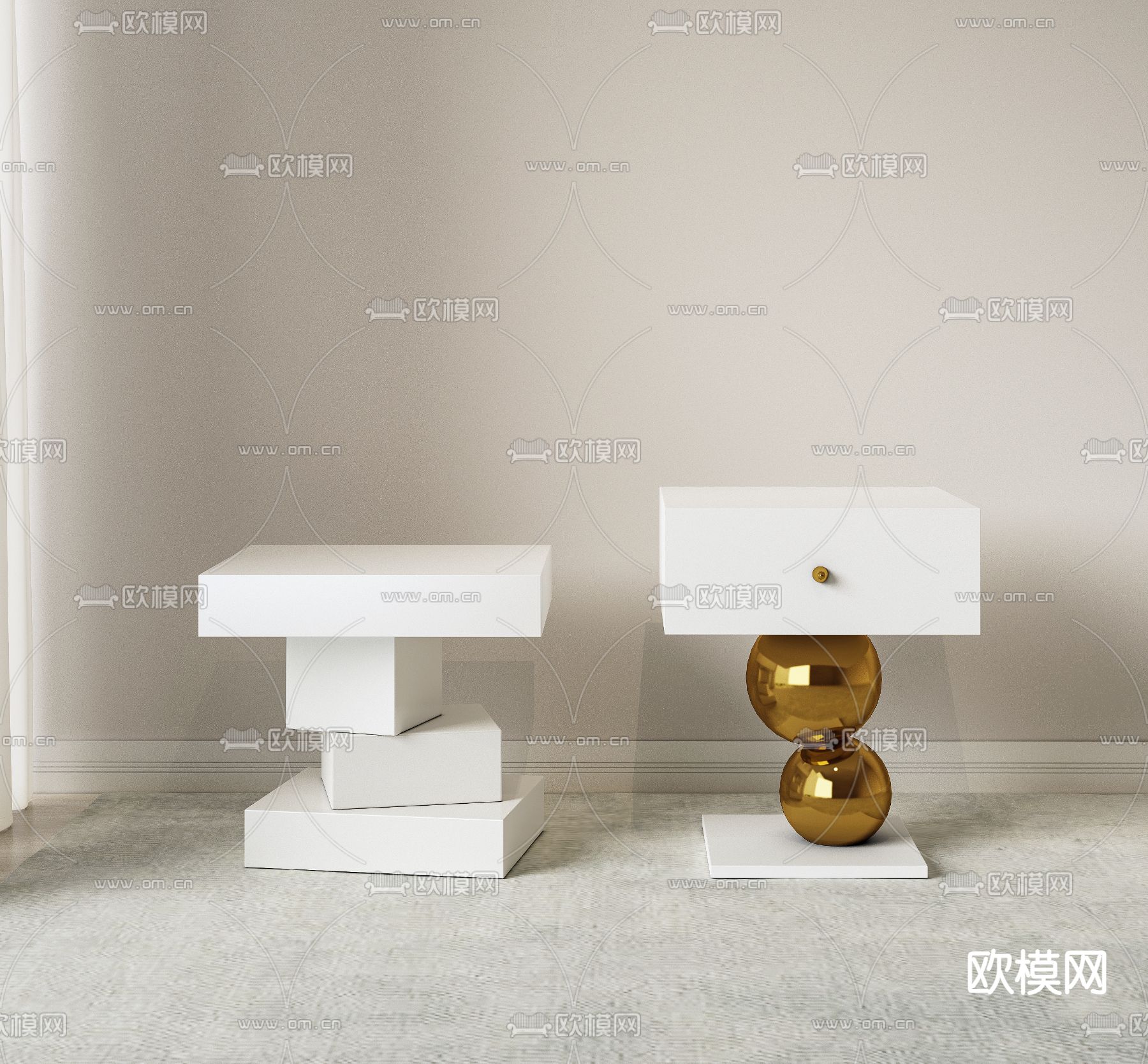 现代床头柜 边几3d模型下载