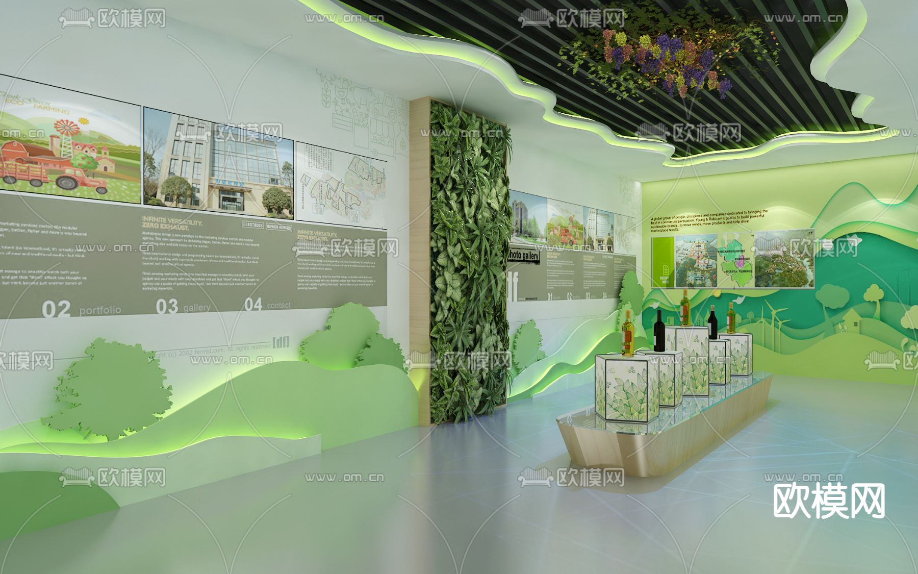 绿色生态展厅 产业园区 展厅su模型下载（渲染图2）