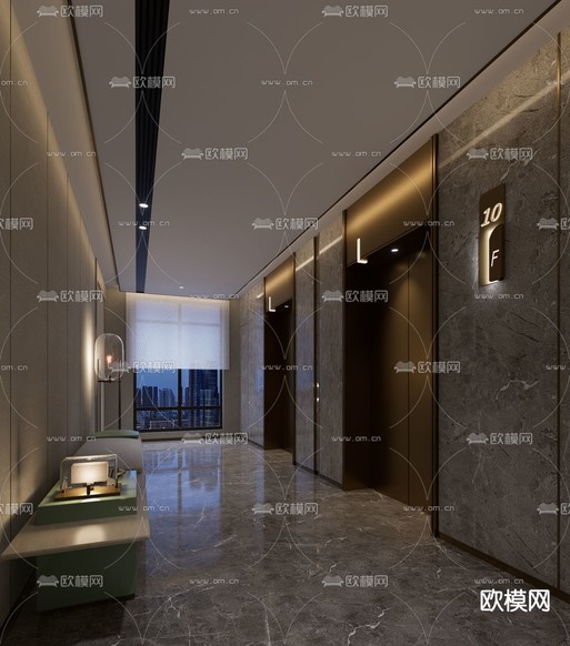 新中式电梯厅3d模型下载