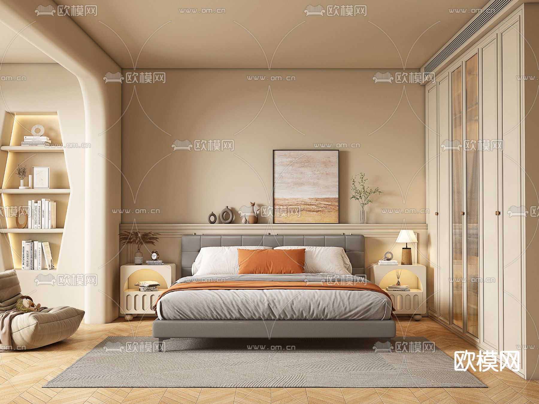 侘寂卧室 主卧 主人房3d模型下载