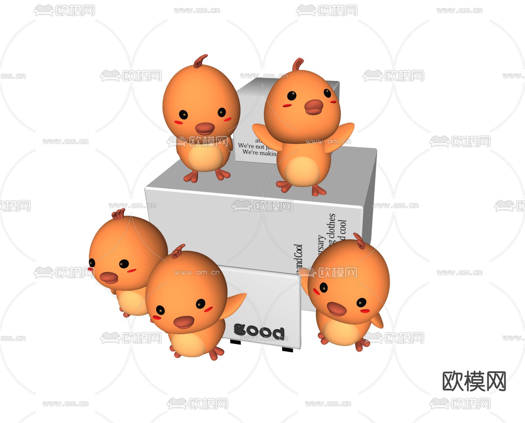 小鸡摆件 公仔 潮玩su模型下载（渲染图2）