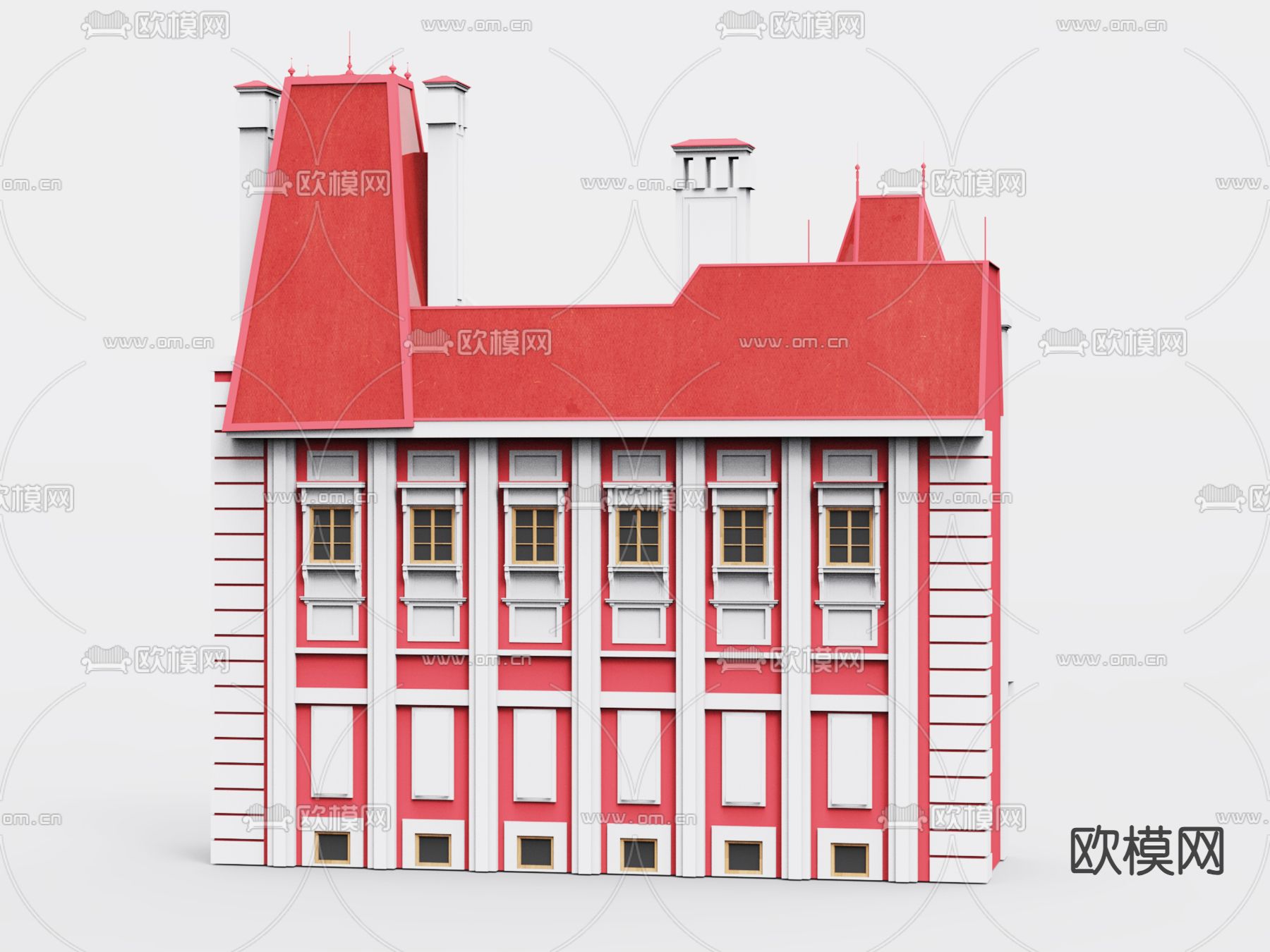 欧式别墅外观su模型下载（渲染图2）