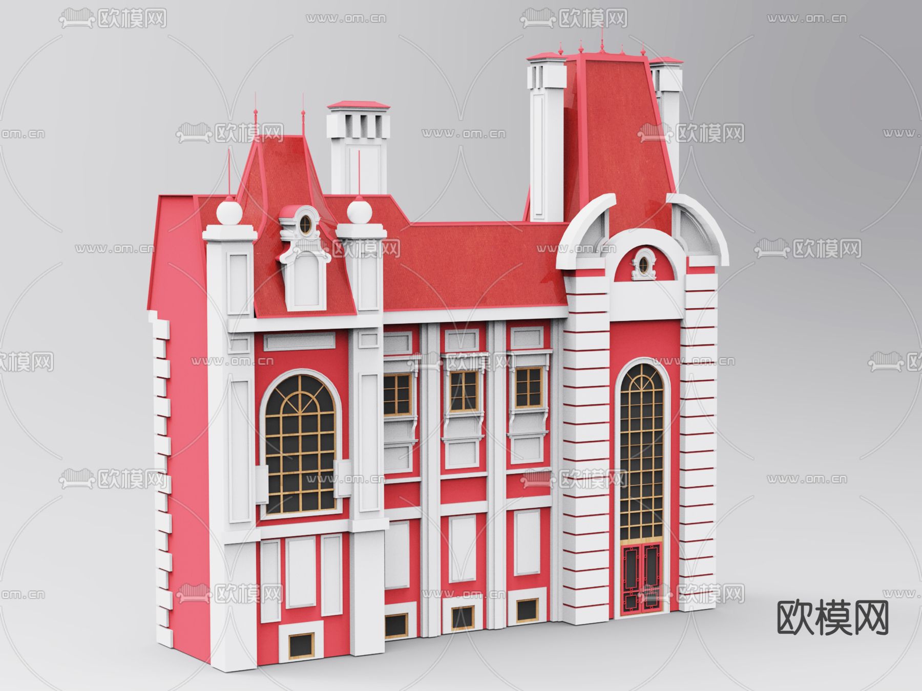 欧式别墅外观su模型下载（渲染图1）