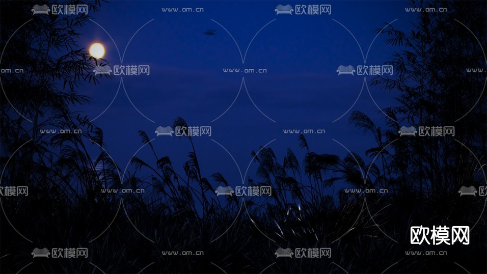 中式公园亭子 休息亭夜景3d模型下载(渲染图2)