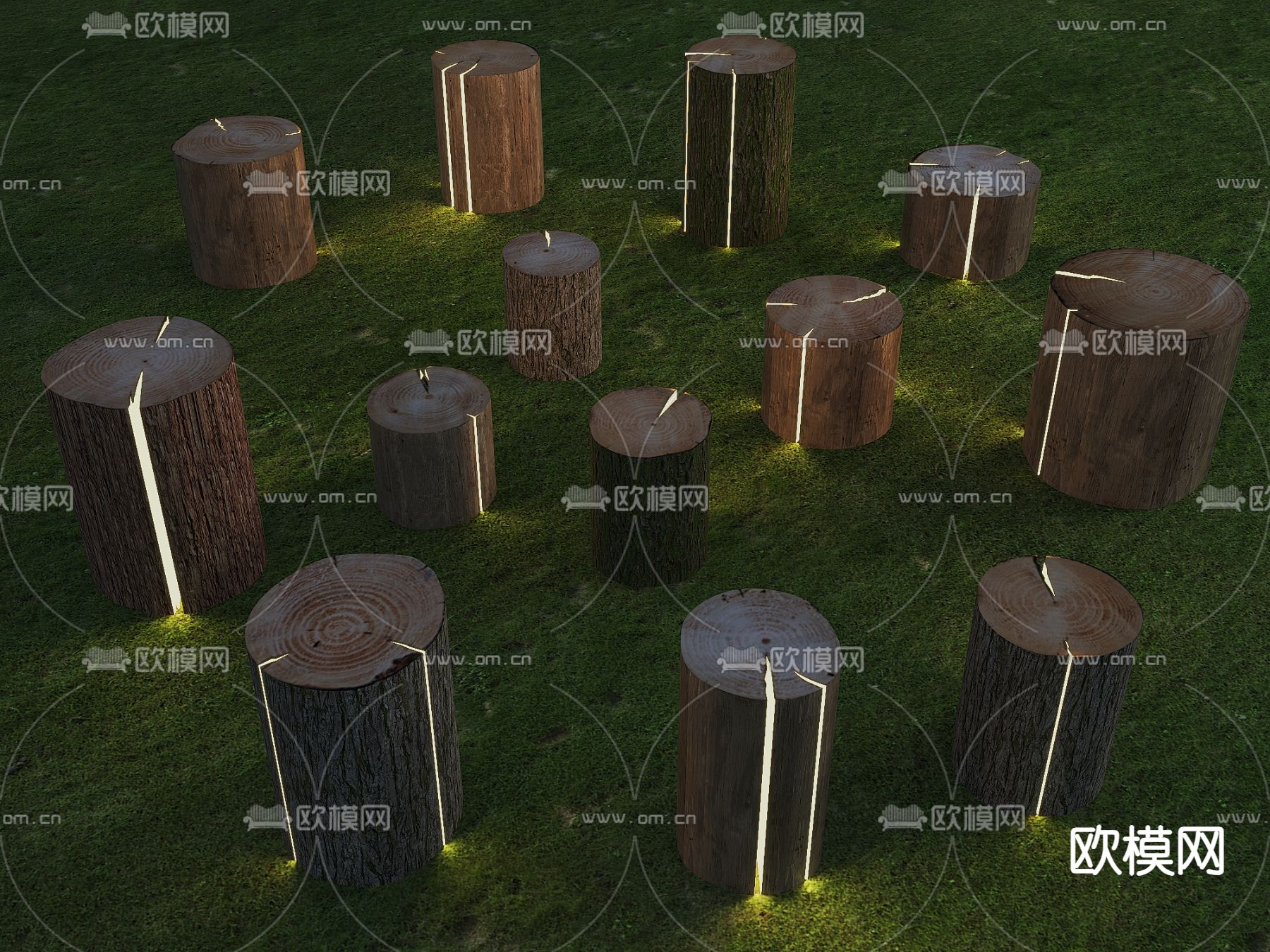 木墩景观灯 树桩景观灯 木桩庭院灯 草地灯 草坡灯3d模型下载