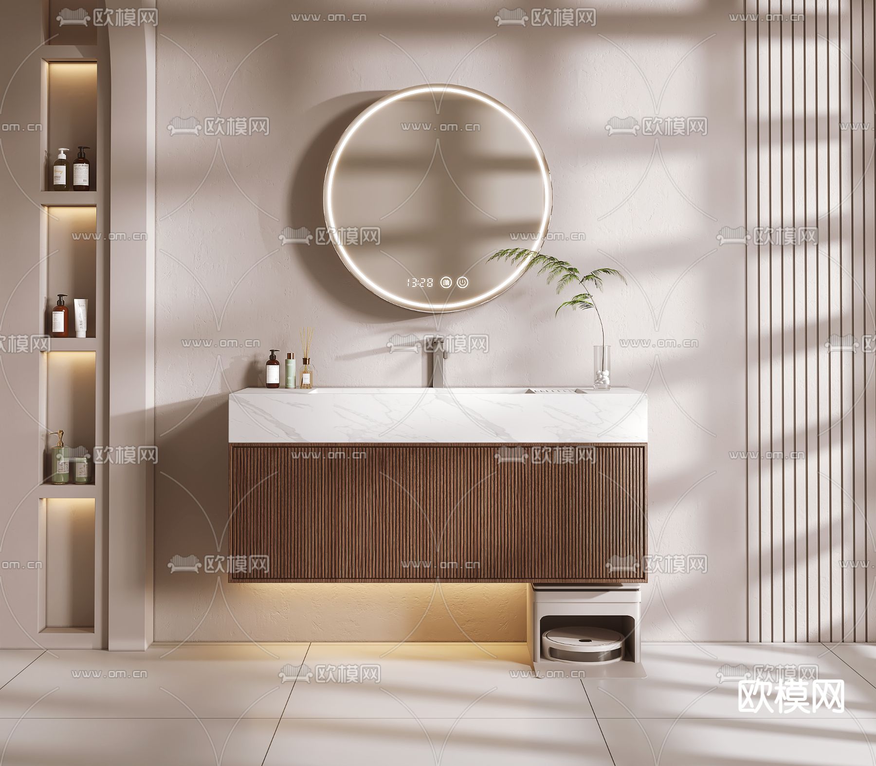 现代浴室柜 洗手柜 台盆3d模型下载