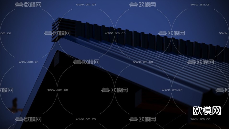 中式公园亭子 休息亭夜景3d模型下载(渲染图4)