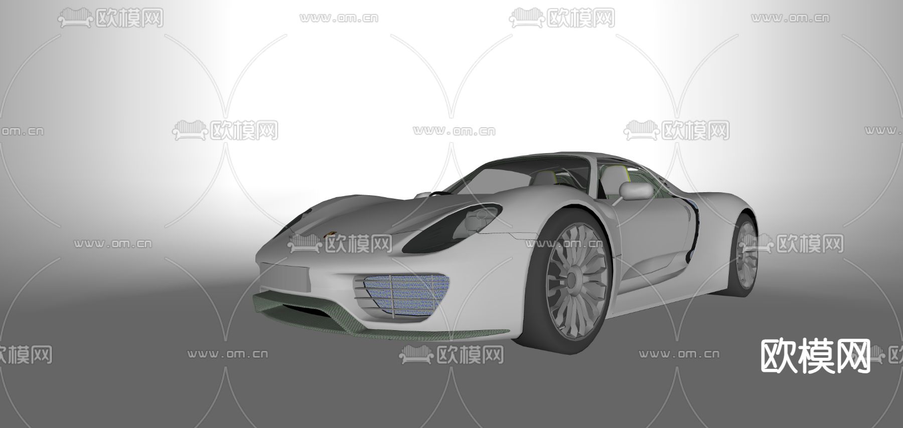 保时捷918 汽车 跑车su模型下载（渲染图1）