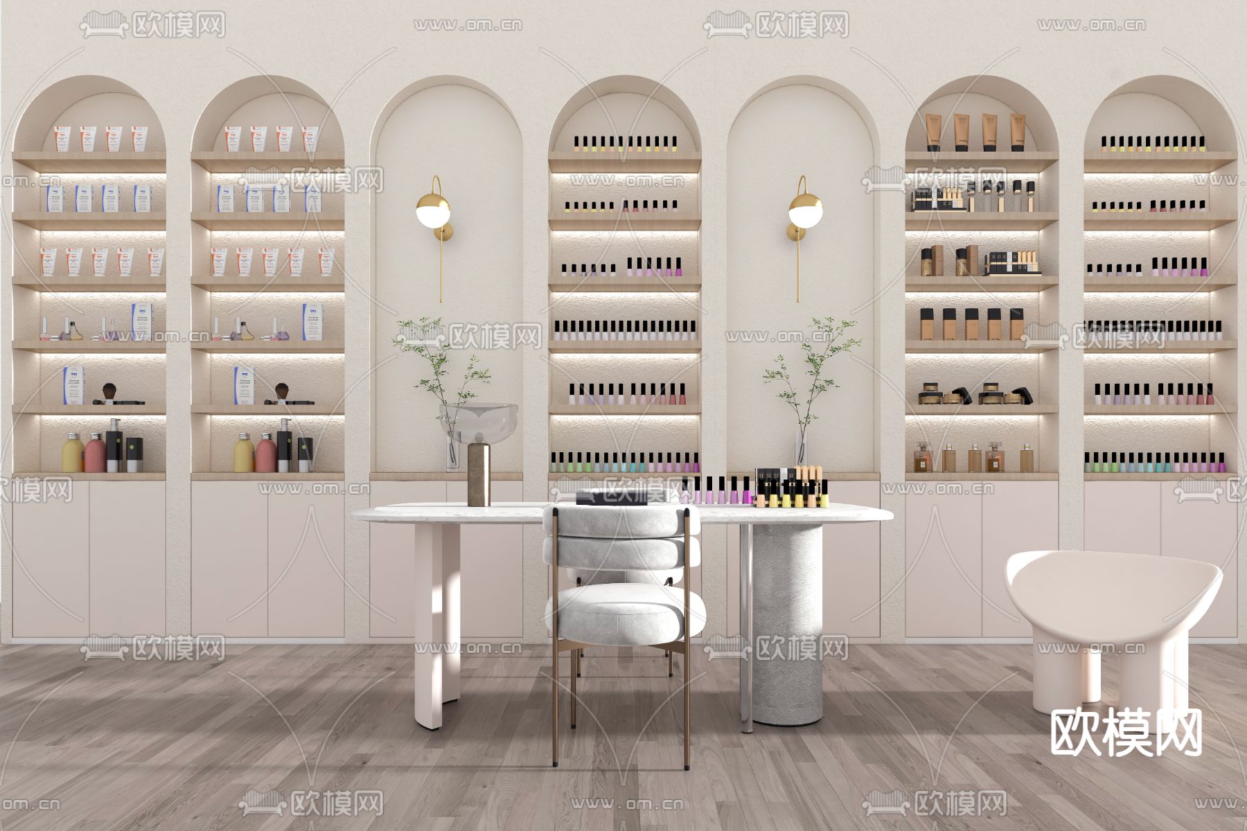 化妆品 护肤品 美甲桌 美容用品3d模型下载