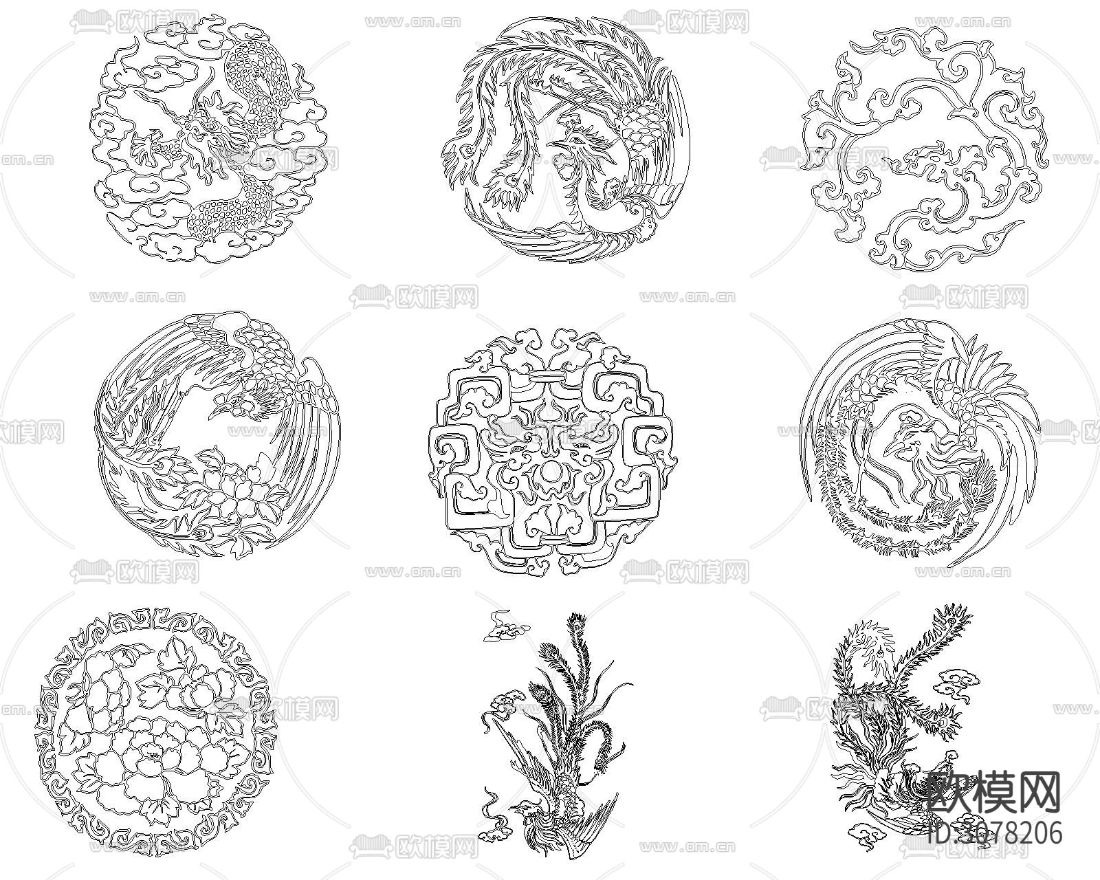 龙凤祥云CAD图库下载（渲染图4）