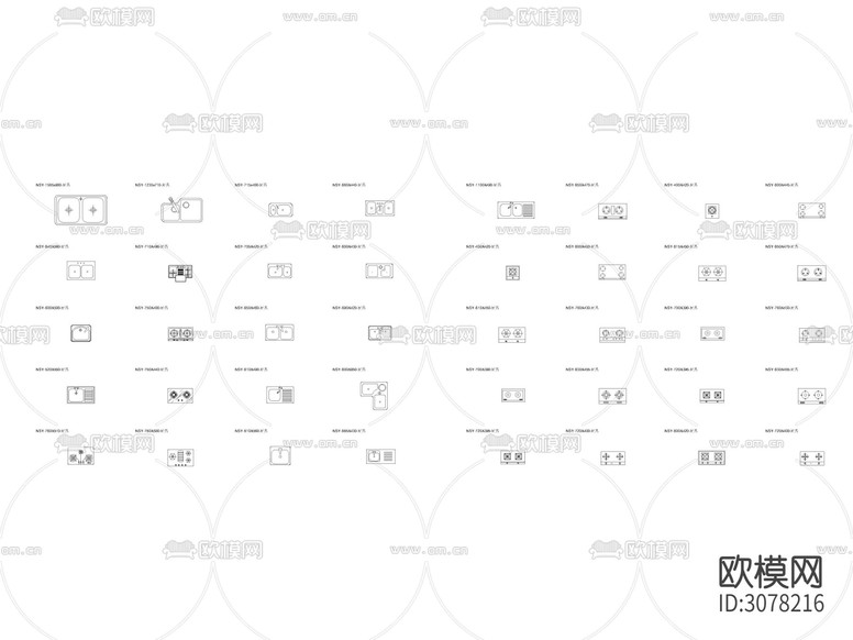 現(xiàn)代廚房用品 廚具 廚衛(wèi)用具 水槽 洗菜盆平面CAD圖庫下載(渲染圖2)