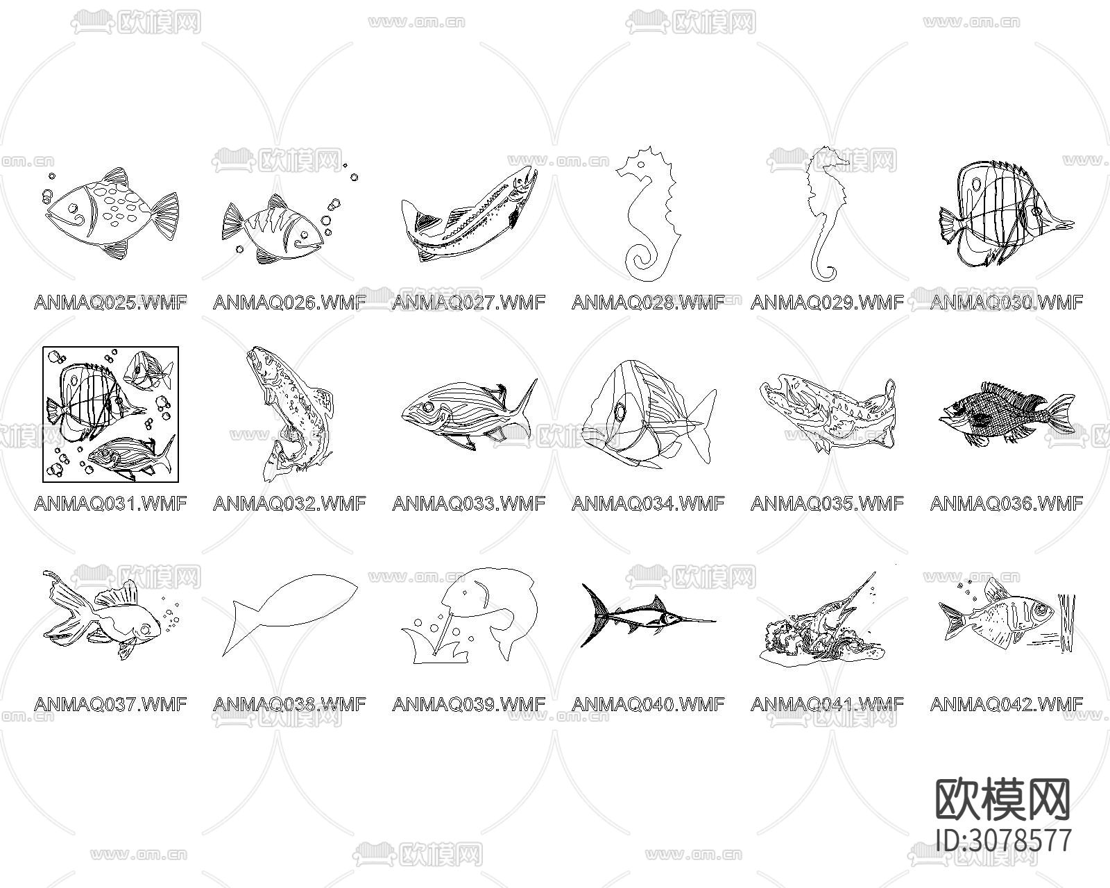 海洋生物CAD图库下载（渲染图2）