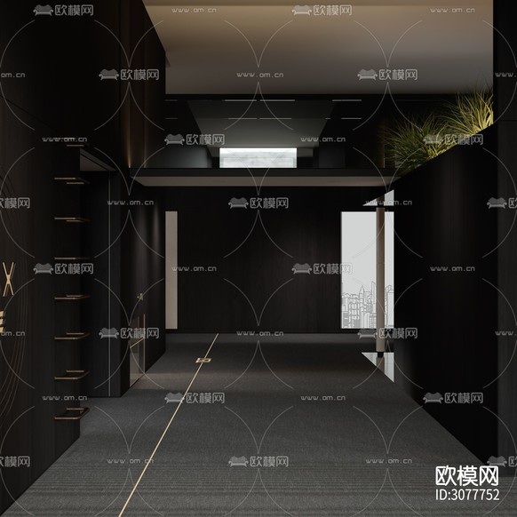 暗黑風辦公室 工裝裝修效果圖下載(渲染圖5)