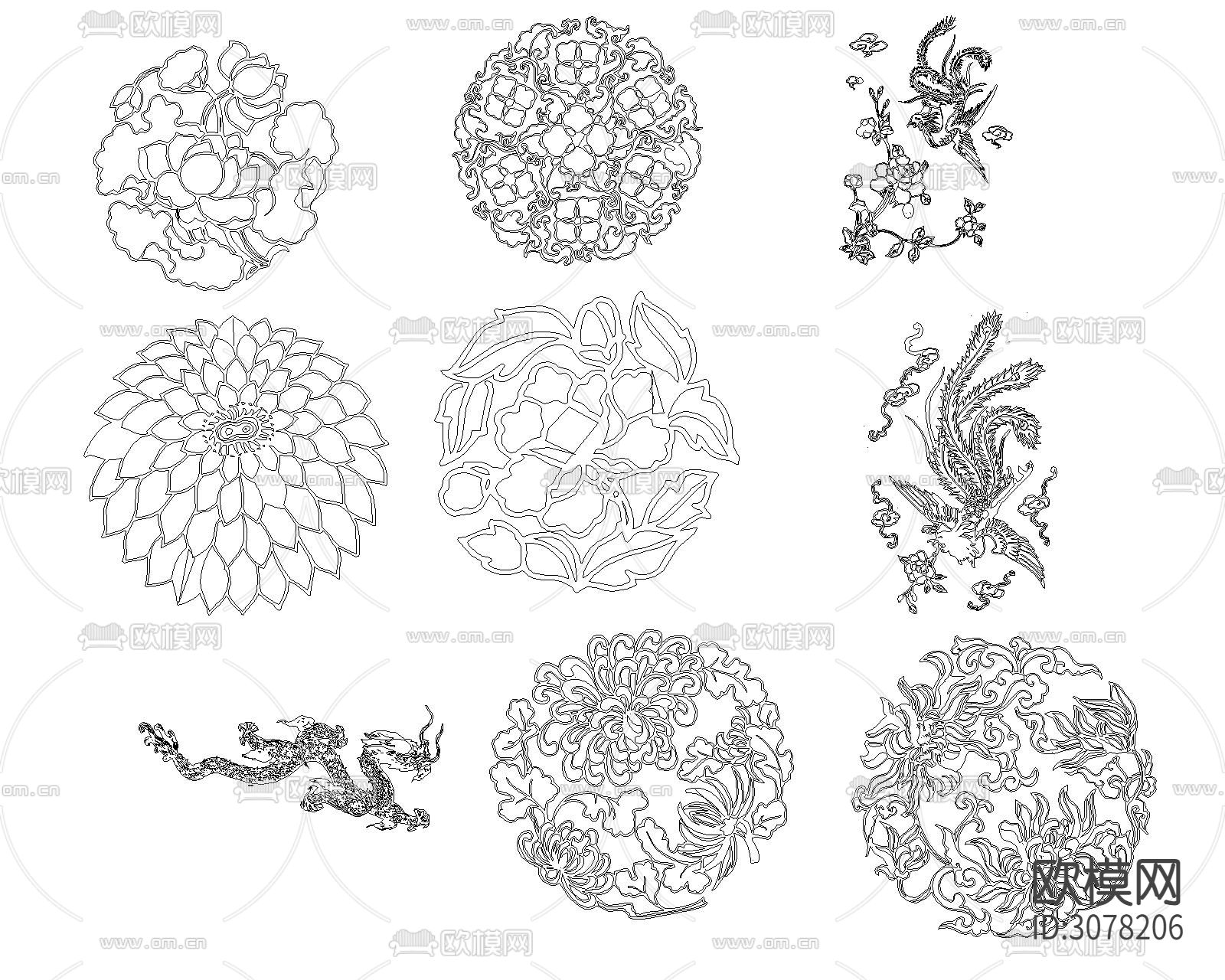 龙凤祥云CAD图库下载（渲染图10）