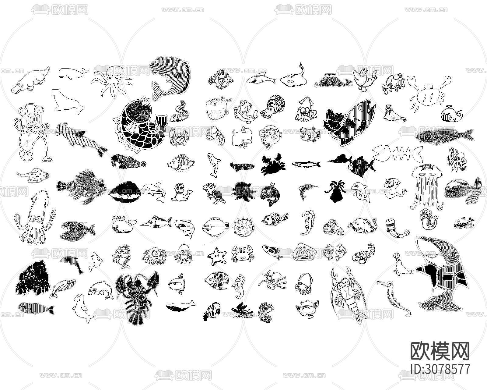 海洋生物CAD图库下载（渲染图4）