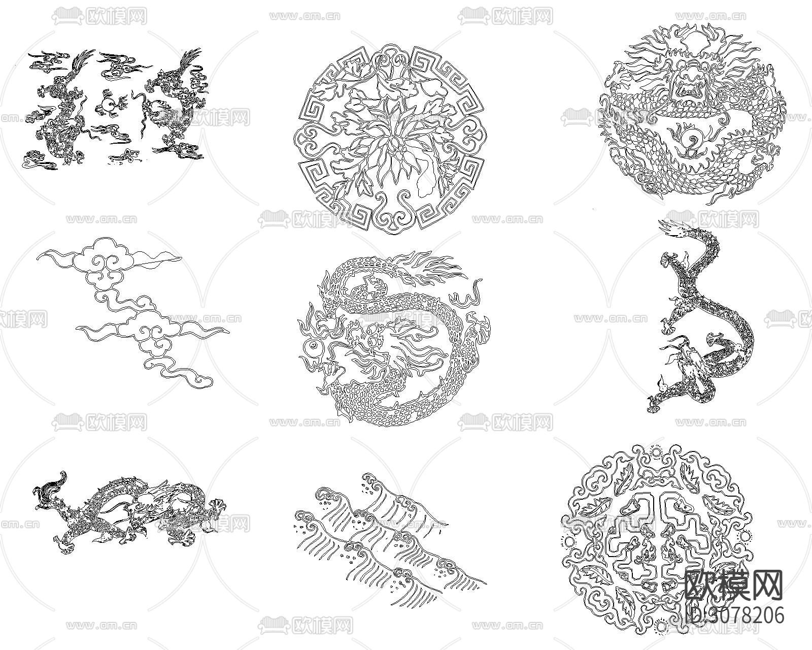 龙凤祥云CAD图库下载（渲染图6）