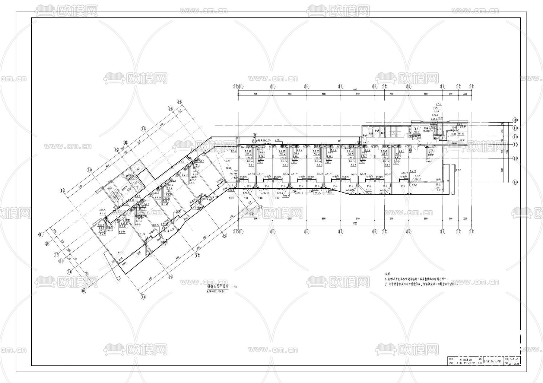 海南英迪格8号楼给排水图CAD施工图下载（渲染图4）