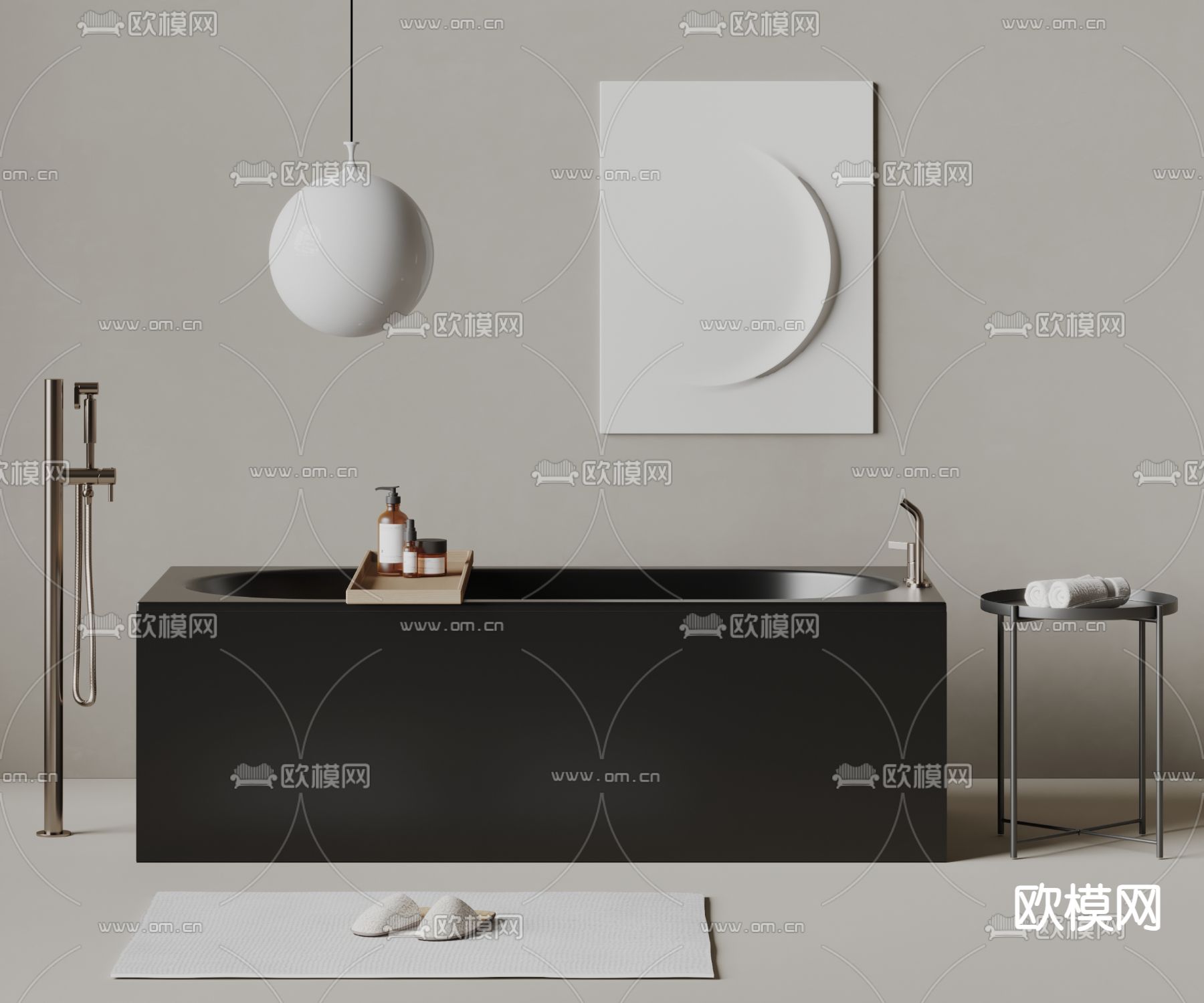 独立浴缸 浴盆su模型下载（渲染图2）