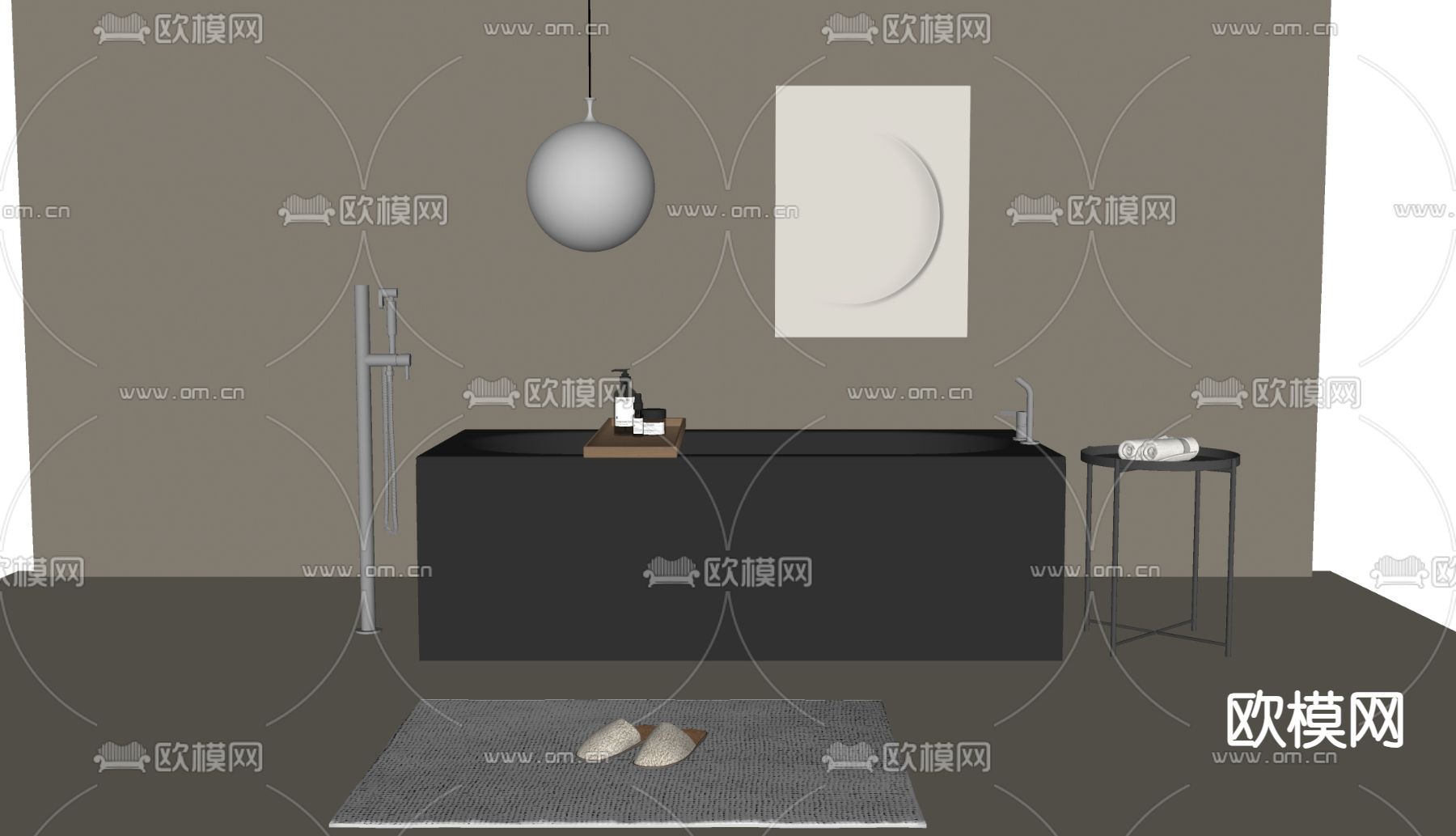 独立浴缸 浴盆su模型下载（渲染图1）