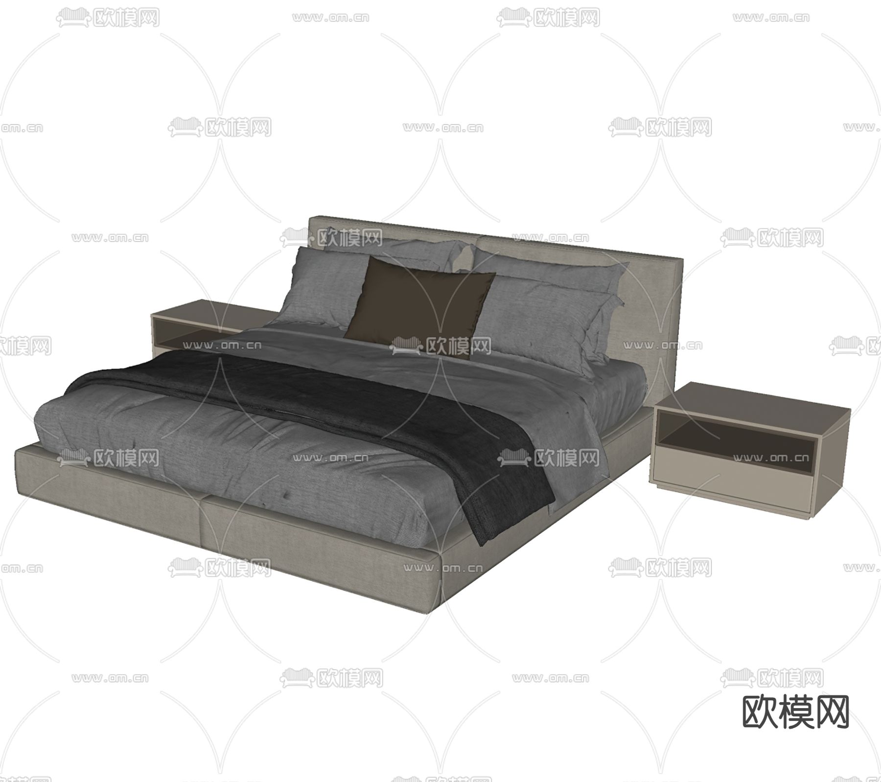 Minotti双人床su模型下载（渲染图2）
