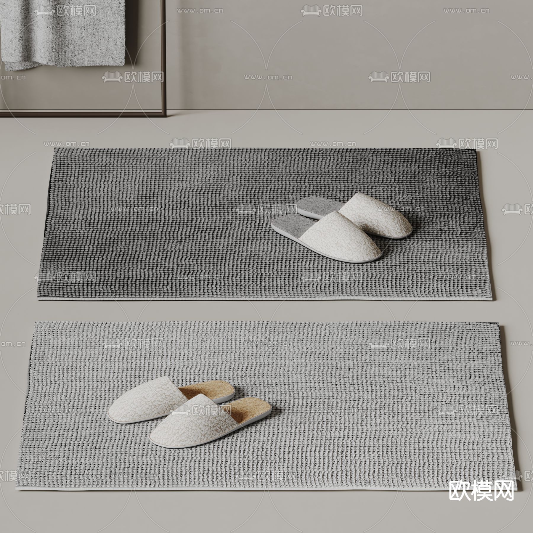 酒店拖鞋 棉拖 地毯su模型下载（渲染图2）