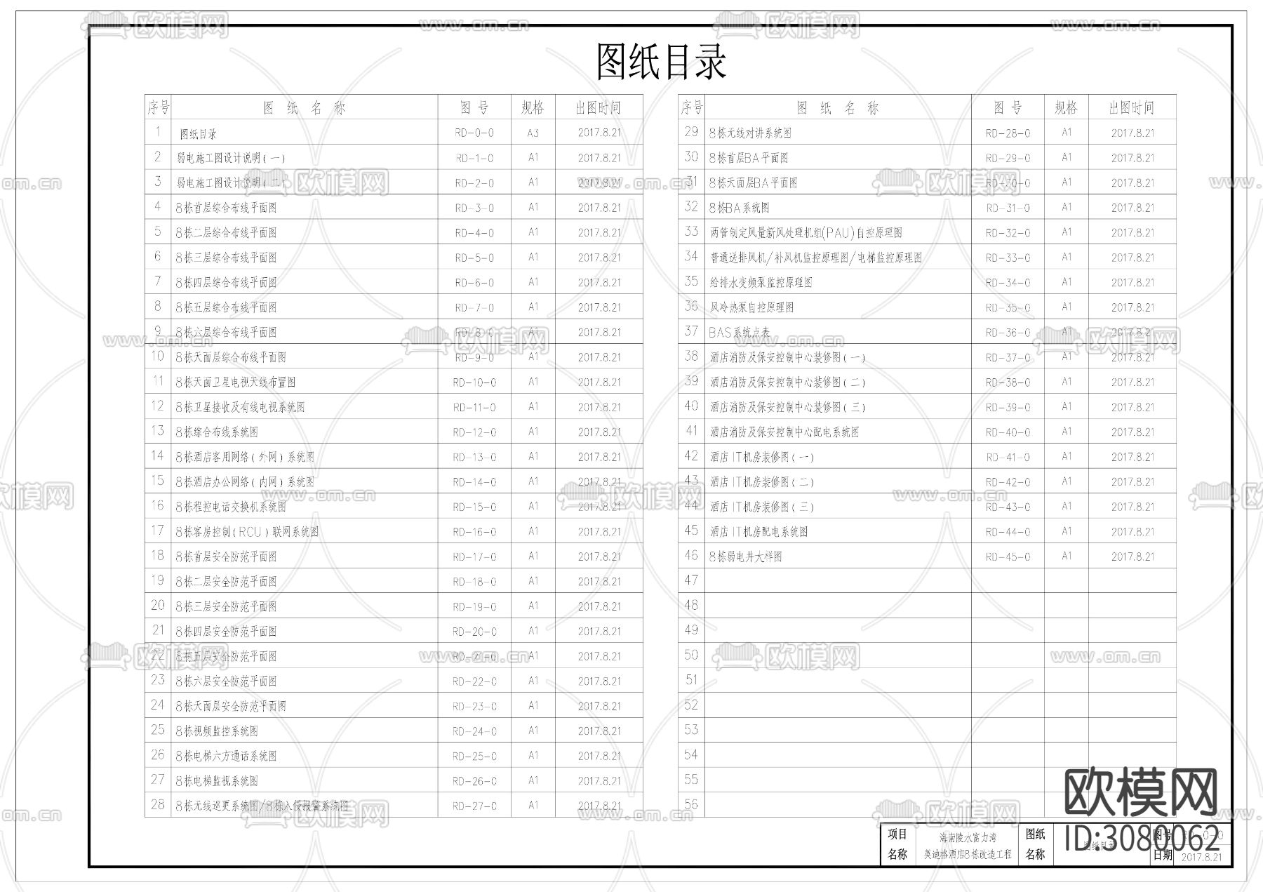 海南英迪格8号楼弱电图CAD施工图下载（渲染图2）