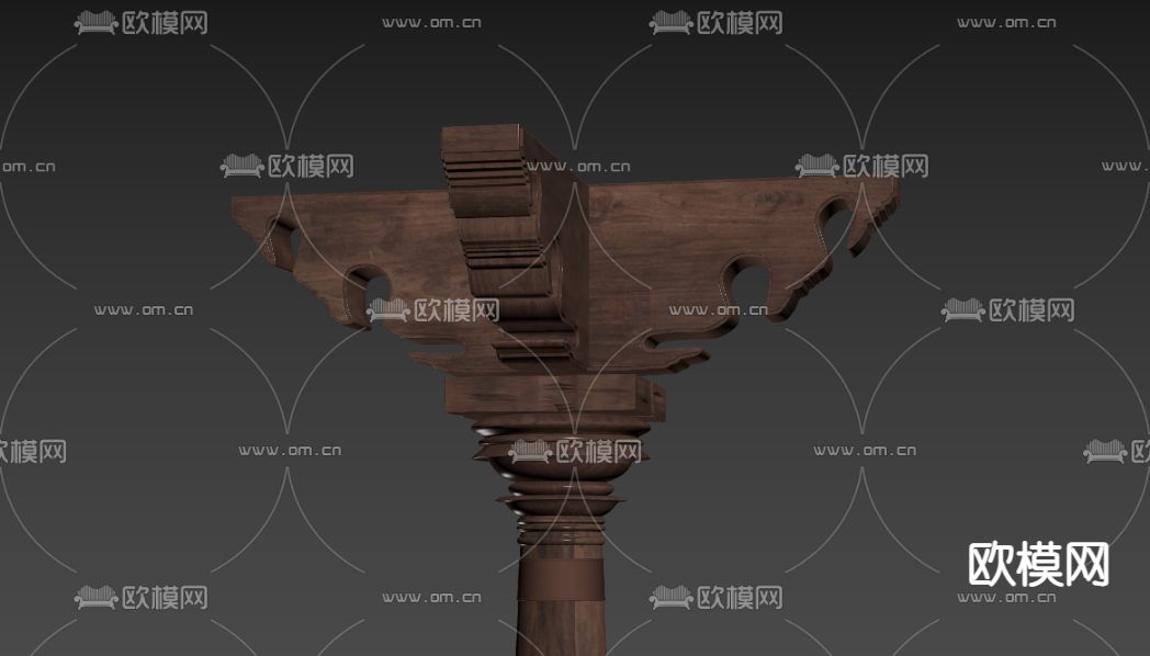 东南亚柱头 柱子 木柱3d模型下载