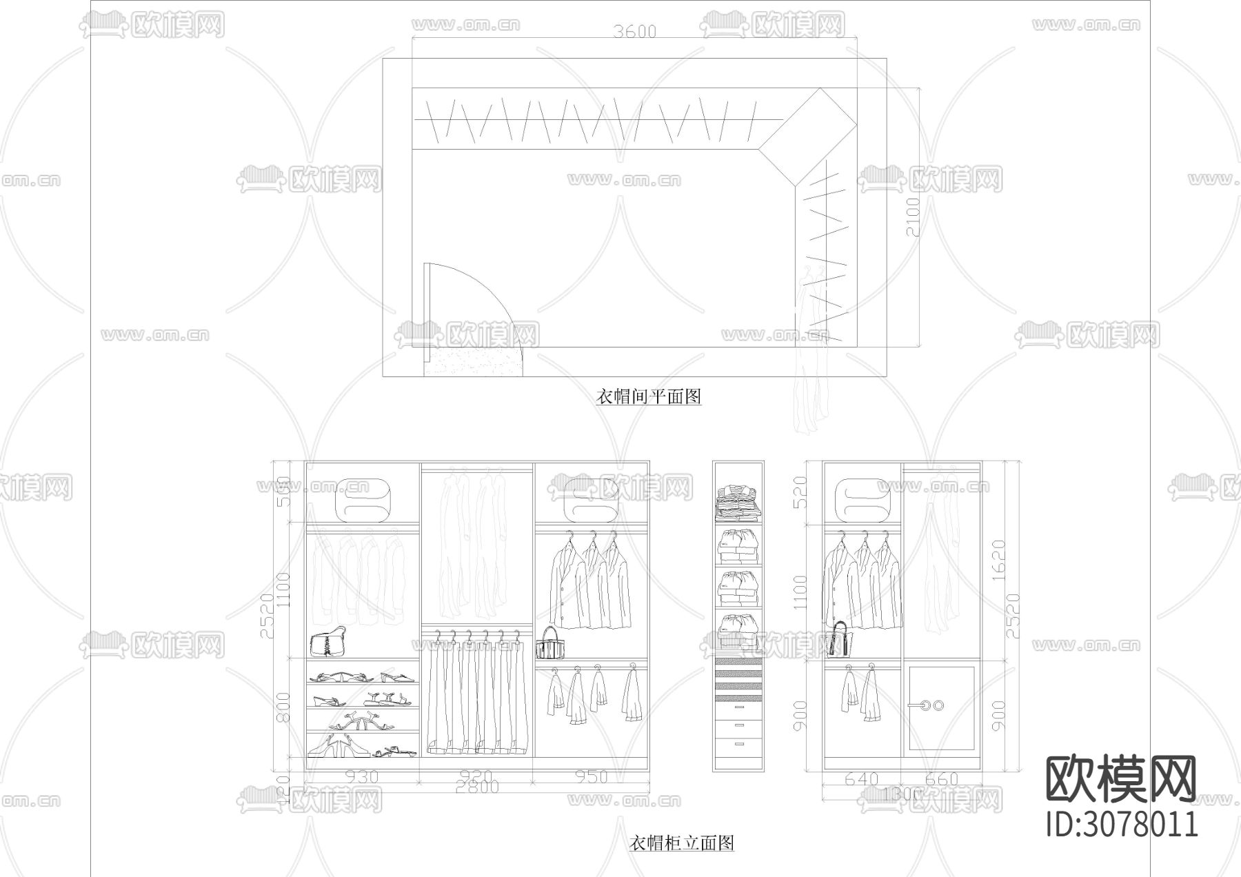 33款-室内衣柜装饰立面图例图块下载（渲染图4）