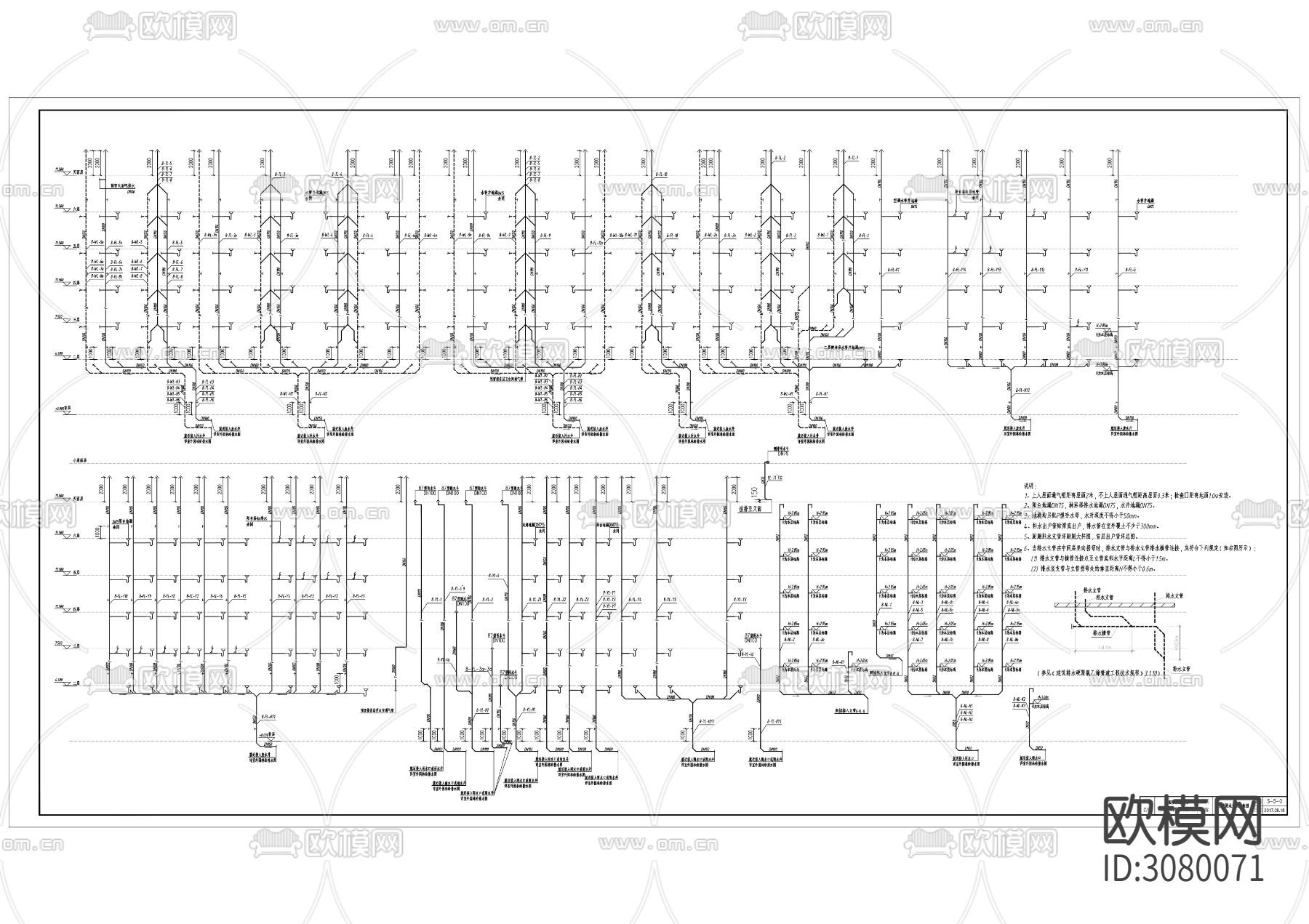 海南英迪格8号楼给排水图CAD施工图下载（渲染图2）