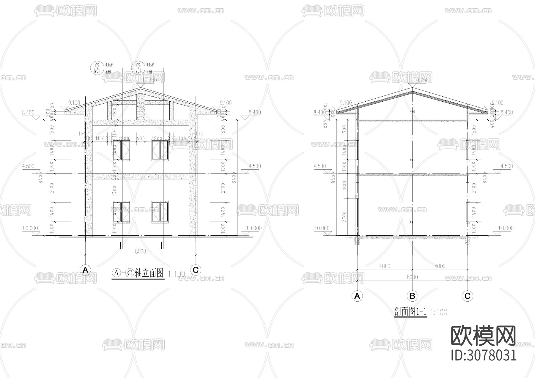 青江超市建筑CAD施工图下载（渲染图4）