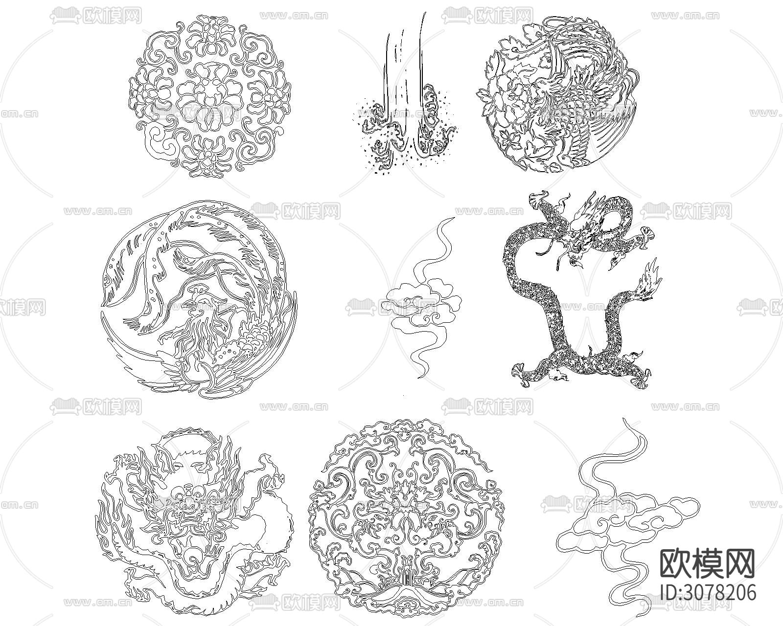 龙凤祥云CAD图库下载（渲染图9）