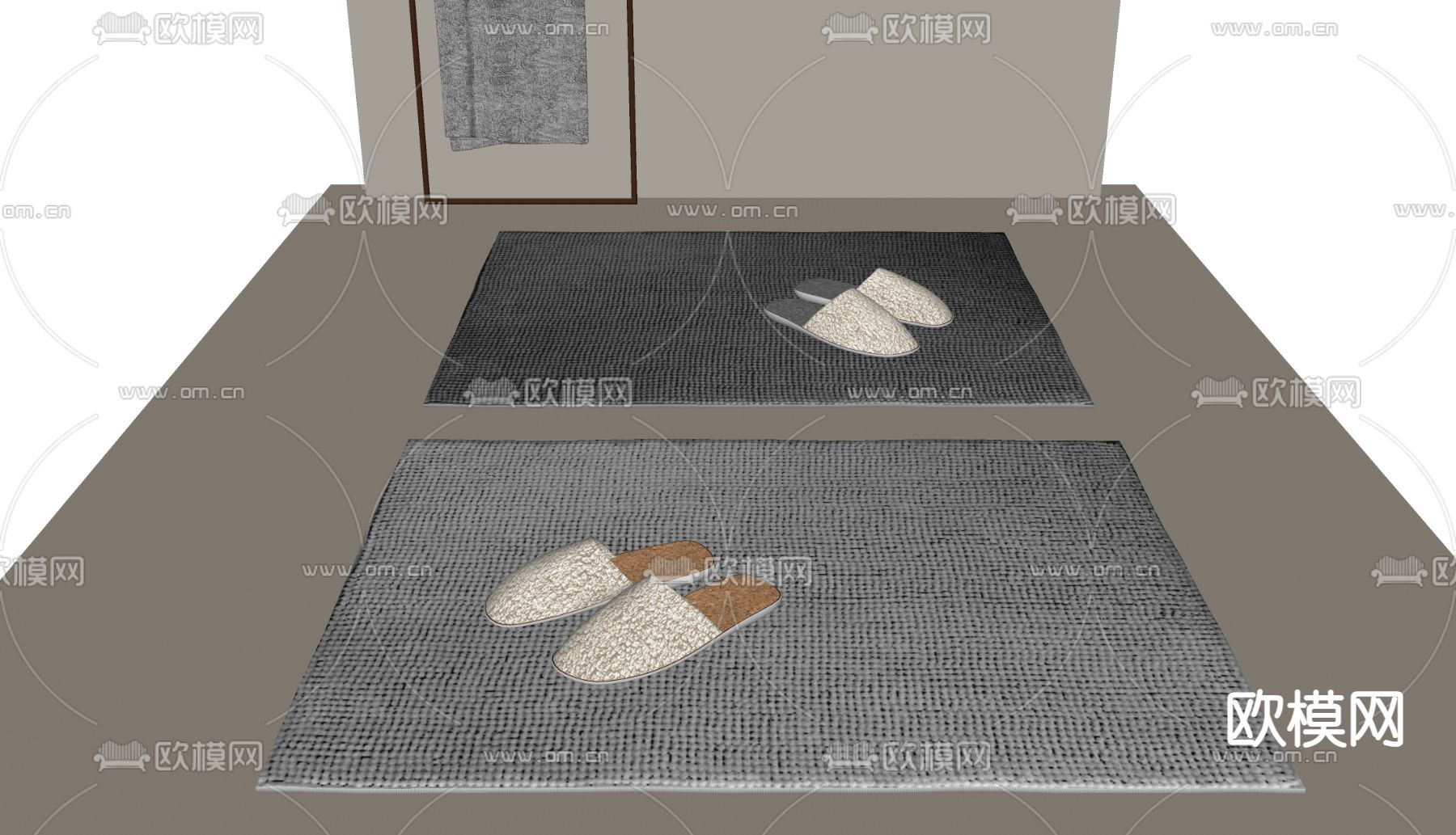 酒店拖鞋 棉拖 地毯su模型下载（渲染图1）