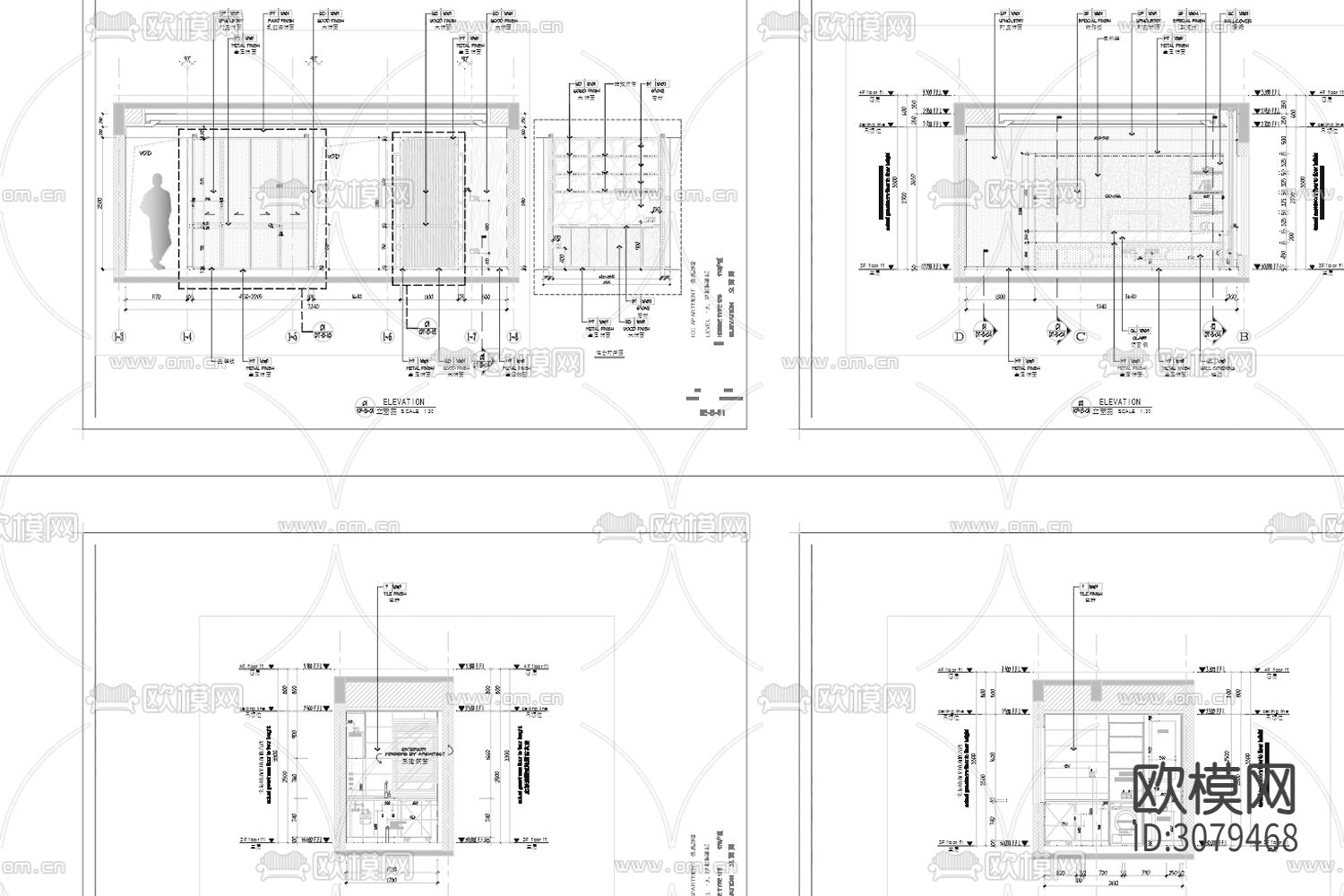 家装 别墅平面立面 节点大样图下载（渲染图6）